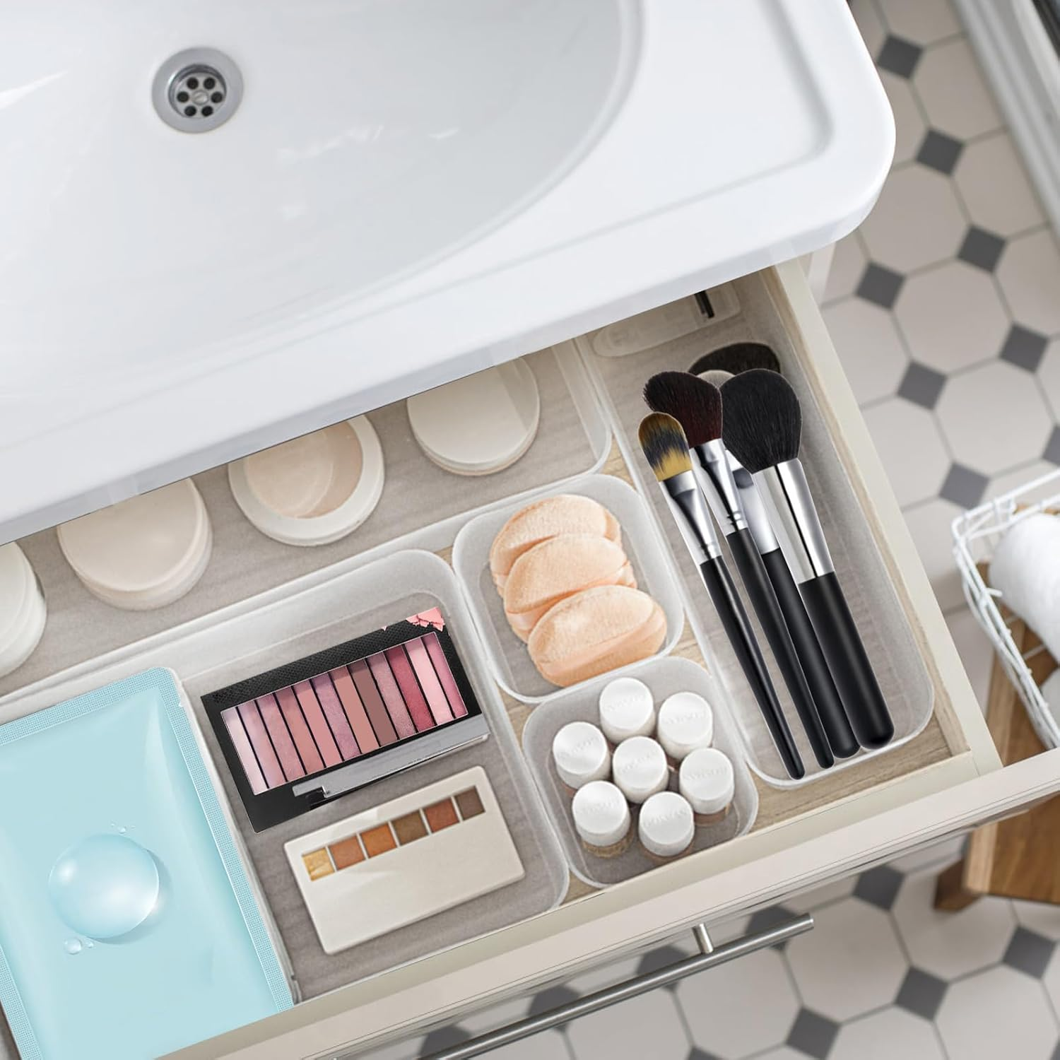 Poeland 20 Pcs Drawer Organizer Tray Storage Box for Bedroom Dresser Bathroom Kitchen, Frosted image number 6