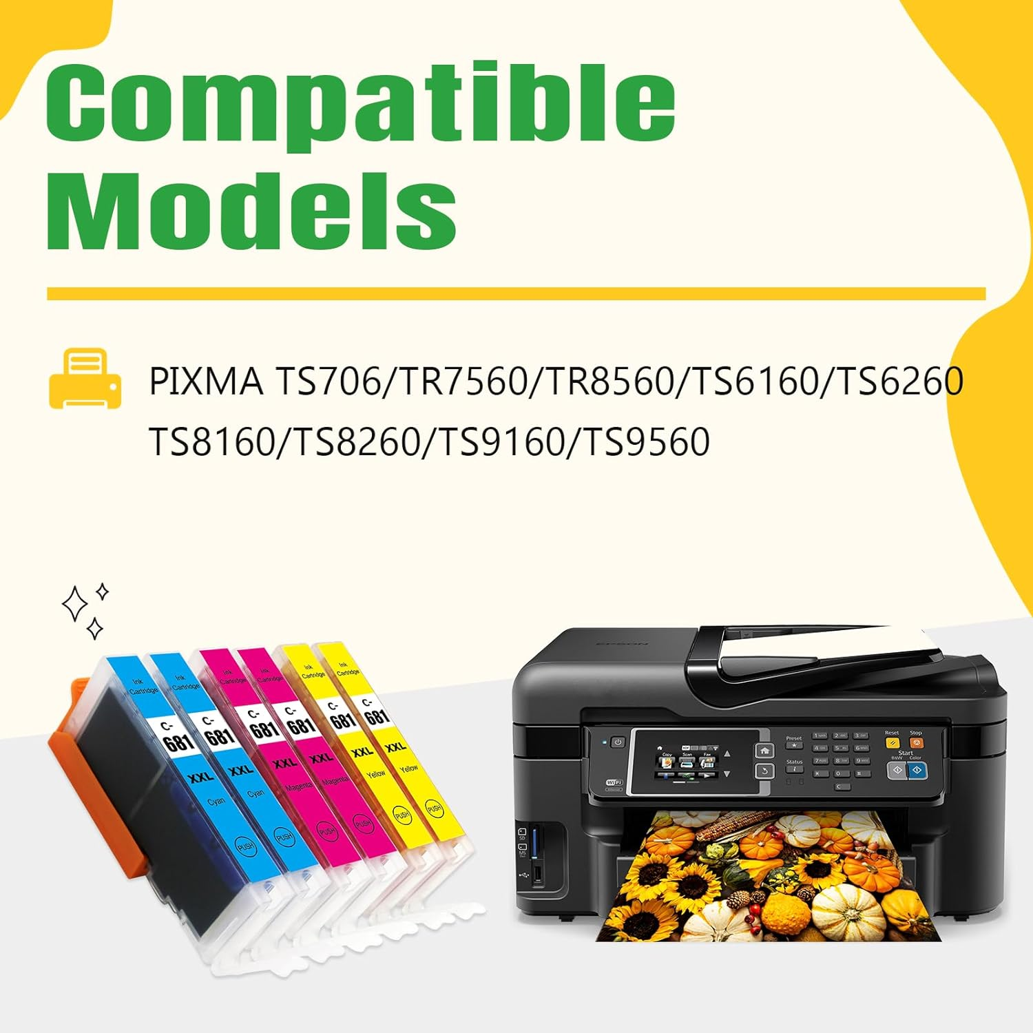 680Xxl 681Xxl Ink Cartridge Compatible for Canon PGI-680 XXL CLI-681 XXL Ink Replacement for Canon PIXMA TR7560 TR8560 TR8660 Tr8660A TS6160 TS6260 TS8160 TS8260 TS9160 TS9560 TS706 (2C2M2Y) image number 5