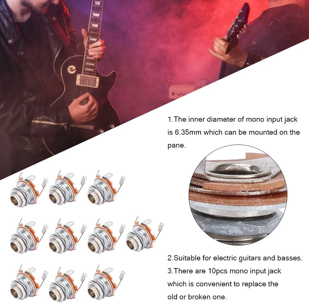 Joyzan Mono Input Jack Socket, Mono Jacks Socket Plug Replacement Panel Mount Multi Contact Electronic Open Circuit 1/4" with Nut and Washer Musical Instrument Accessory for Electric Guitar Bass 10Pcs image number 2