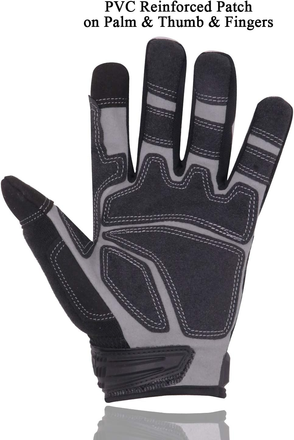 HANDLANDY Heavy Duty Work Gloves Men, Touchscreen TPR Impact Reducing Work Gloves, Non-Slip Breathable Mechanics Gloves (Medium) image number 5