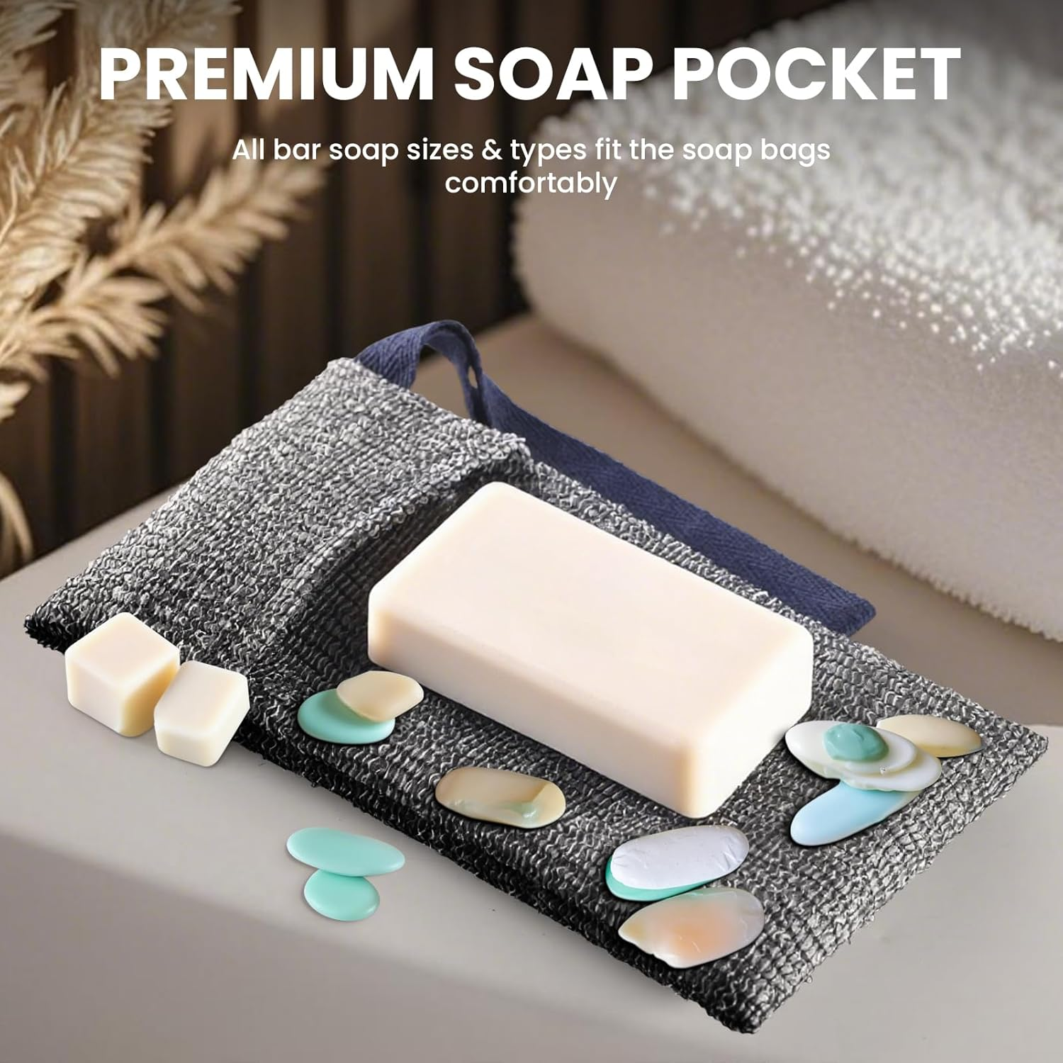 RIYNIBIY Soap Bag, 2PCS Exfoliating Bar Soap Pouch & Soap Saver Bags for Shower, Premium Loofah Family Set for Bath, Gym, Travel with Quick-Dry Mesh &ndash; Perfect Gift image number 5