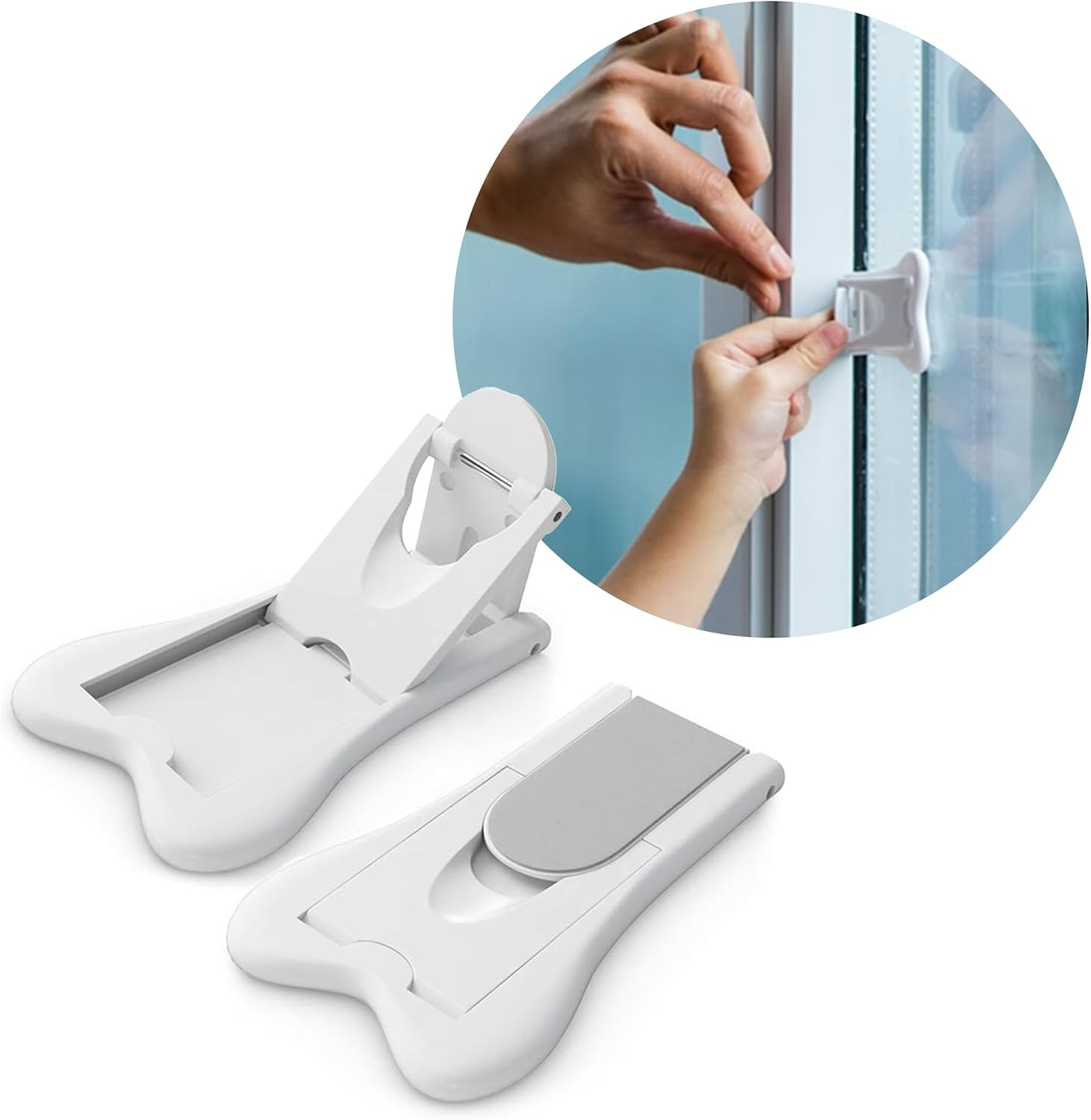 Ashtonbee Sliding Door Lock for Child Safety - Baby Proof Doors & Closets. Childproof Your Home with No Screws or Drills by (Set of 2 White) image number 4