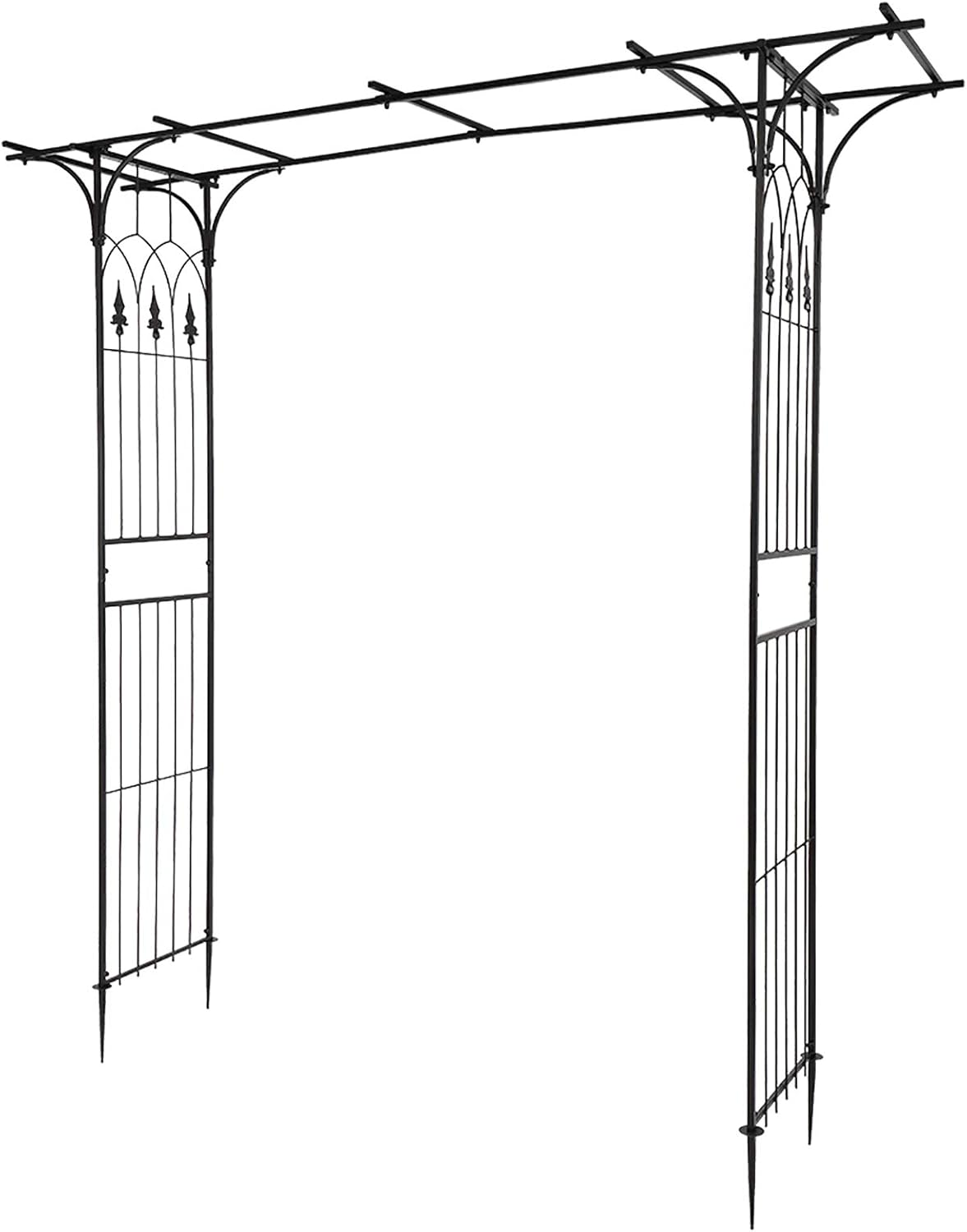 VINGLI Garden Arbor, Arch Archway for Wedding Ceremony Party, Steel Garden Trellis for Plant Climbing, Christmas Decorations Pergola for Backyard, Lawn (Black) image number 5