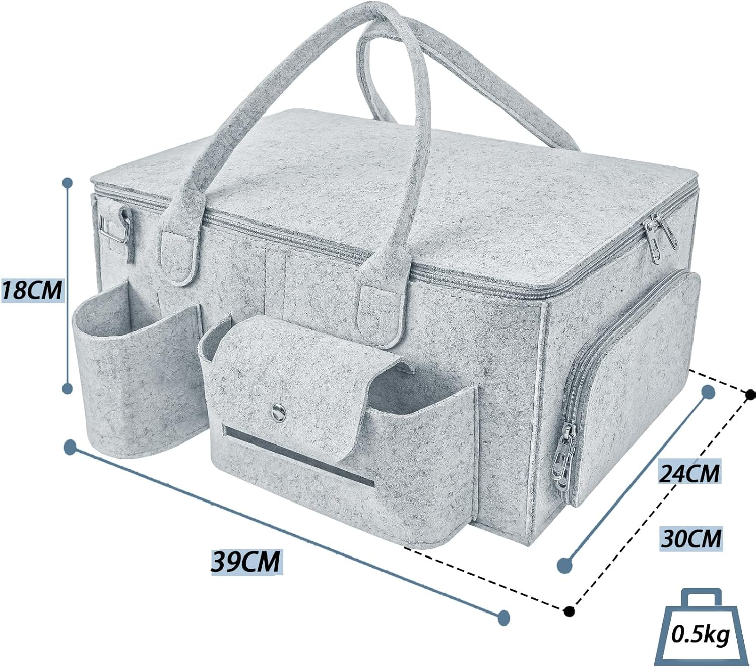 Baby Diaper Caddy Organizer with Lid &ndash; Portable Diaper Tote Bag with Multiple Compartments, Travel Baby Bag for Must-Haves, Newborn Essentials Gift Basket image number 4