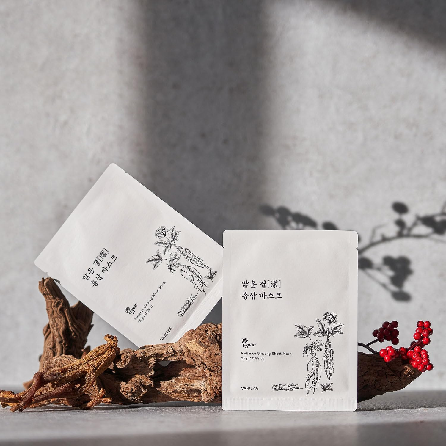 Varuza Radiance Ginseng Sheet Masks - Hydrating Face Masks for Healthy and Strengthening Skin Barrier - Vegan, Cruelty Free Korean Face Mask 10 Count - Core Brightening image number 2