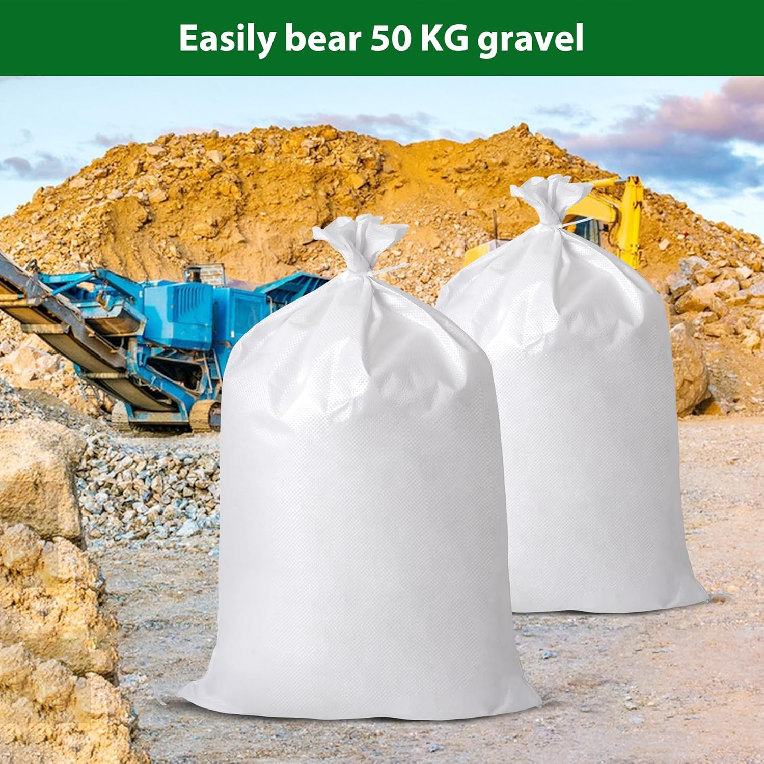 Baypify 12X Sand Bags,Heavy Duty Woven Gravel Bags,20" X 30" Sacks,Used for Flood Control,Builders Garden Waste,Grain Storage and Cargo Handling image number 3