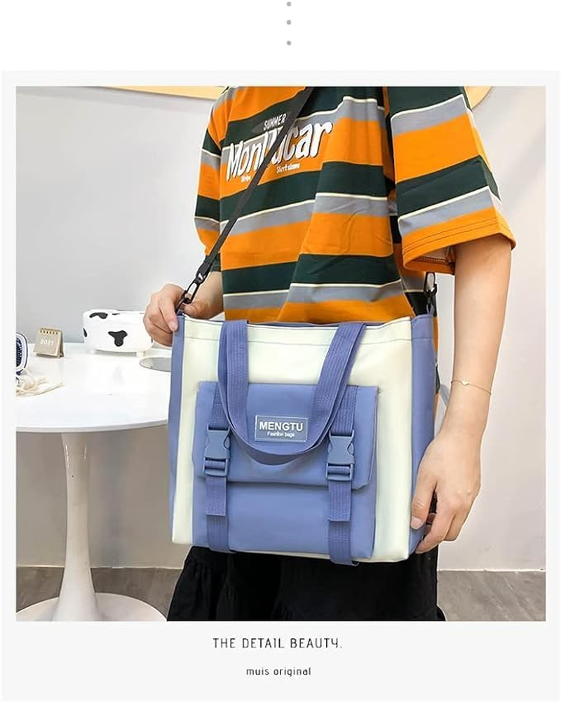 5Pcs School Bags Set Backpacks with Pendant Lunch Bag Pencil Case Handbag Coin Purse for Teen Girls School Backpack Blue image number 6