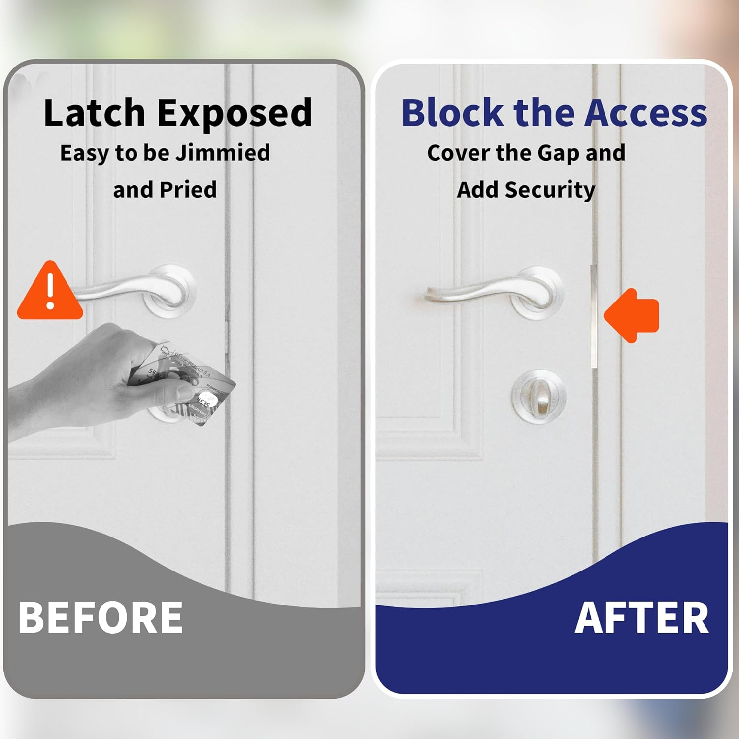 Door Latch Guard Plate, 7" L-Shaped Door Reinforcement Plate, Stainless Steels Outswing Door Security Latch Protector, Door Lock Cover to Block Access to Door Lock Deadbolt (1 Pcs，Silver) image number 4