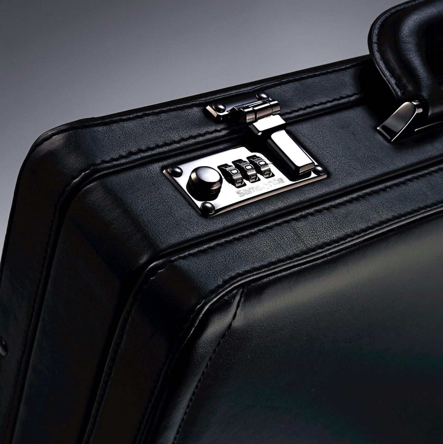 Samsonite Bonded Leather Attache 15.6, Black, 18", Casual image number 5