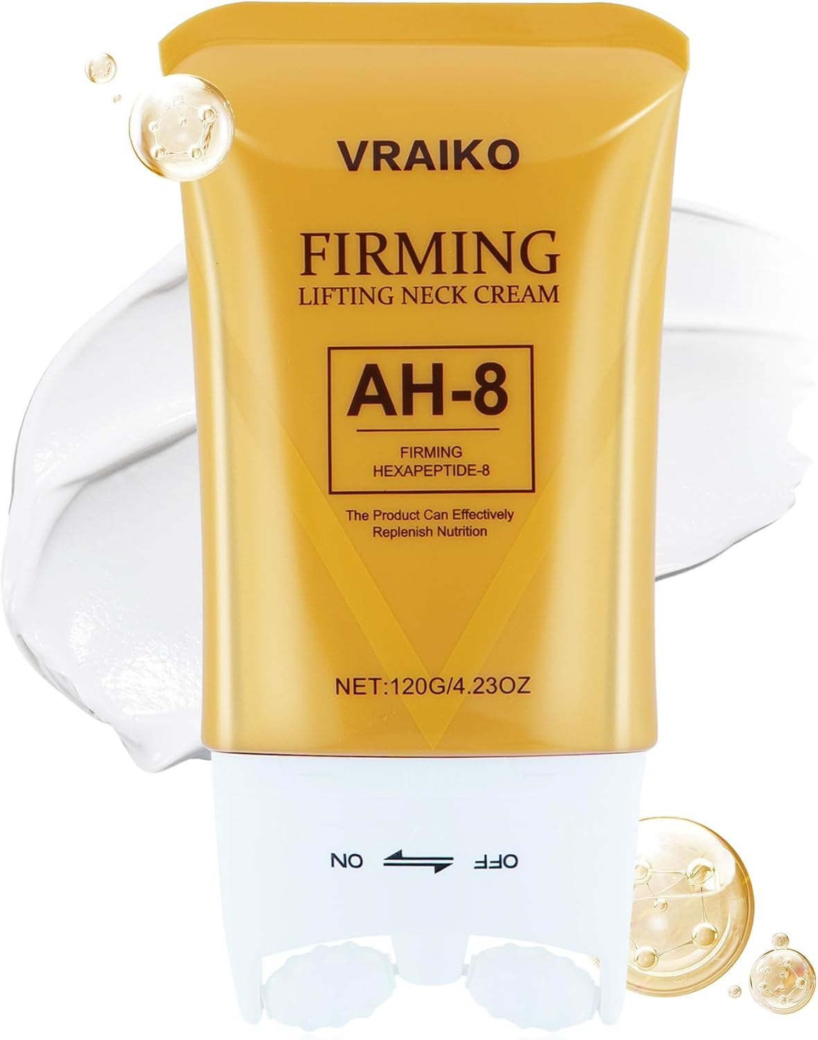VRAIKO AH-8 Neck Firming Cream, 2-In-1 Gua Sha Neck Cream Roller with AH8 & Ceramide NP, Nourish Hydrate Double Chin Cream for Face Lift, Jawline & Sagging Skin (1PC) image number 6