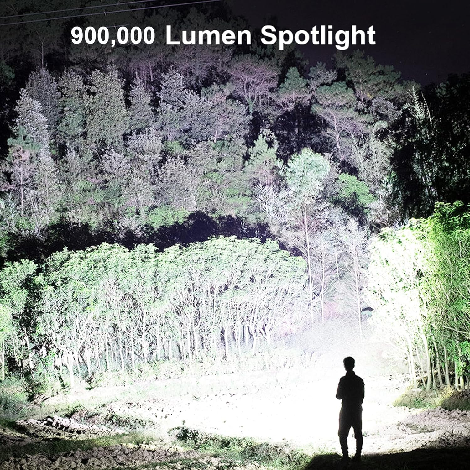 Rechargeable Spotlight Flashlight High Lumens, 90000 Lumens Super Bright Led Searchlight with Tripod and USB Output, IPX5 Waterproof 4 Modes Handheld Spotlight for Camping Emergencies image number 6