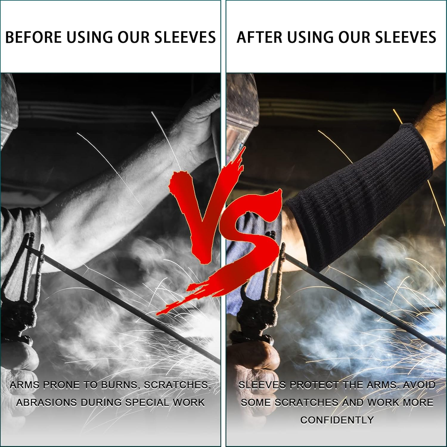 BLMHTWO 2 Pairs Cut Resistant Sleeves, Level 5 Arm Protection Sleeves Protective Arm Sleeves for Work Men Women Forearm Sleeve Gardening Sleeves Arm Protection for Garden Kitchen Cooking