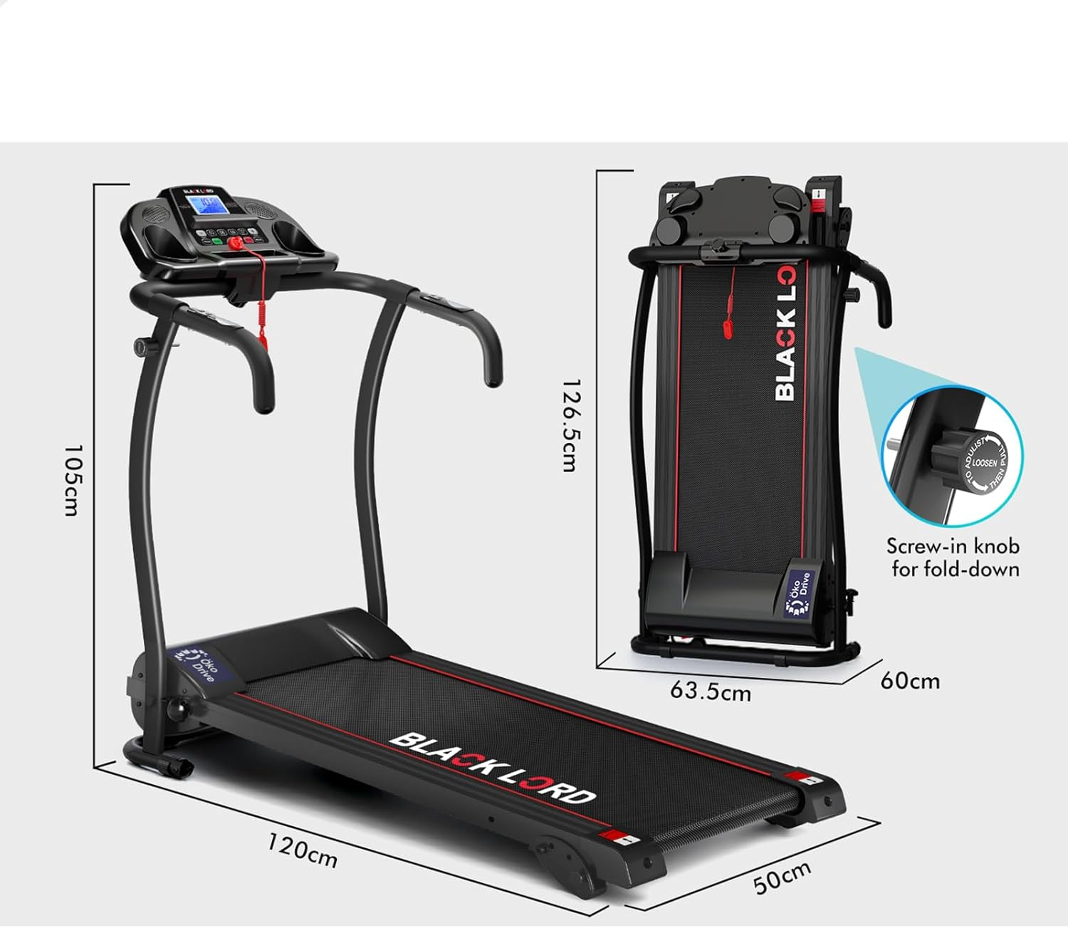 BLACK LORD Foldable Treadmill Running Machine 2.2HP, Electric Fitness Equipment Walking Pad for Exercise Walking Jogging Hiking Workout Cardio Aerobic Home Gym Office Commercial (Onyx FD-X) image number 4
