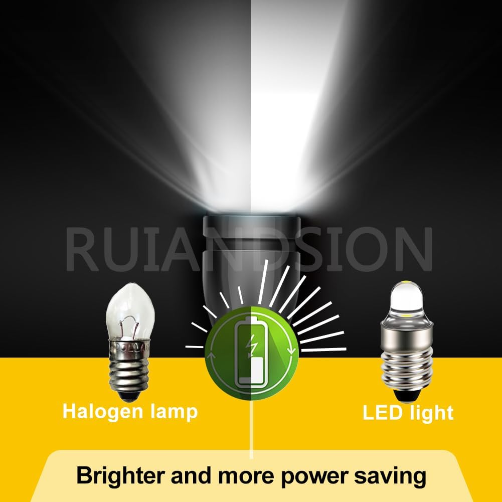 Ruiandsion 4Pcs E10 LED Bulbs 3V 6000K White LED Bulbs for Torchlight Flashlight Torch Light,Non-Polarity image number 2