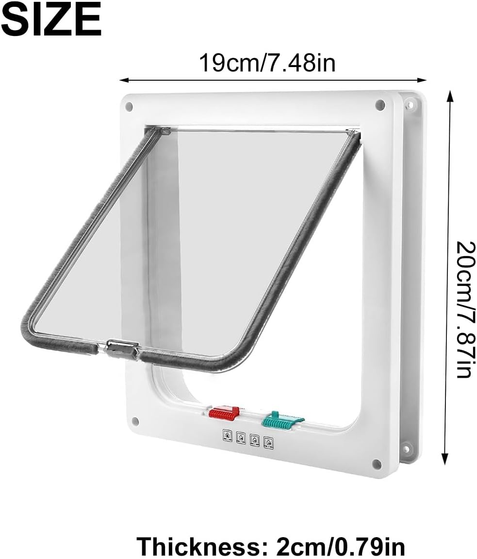 Cat Flap, Dog Flap, Thin Cat Door for Windows, Cat Flap Window, Pet Doors and Sliding Door, Safety Pet Door with 4-Way Lock, Dog Door, Cat Door, Pet Flap, S image number 5