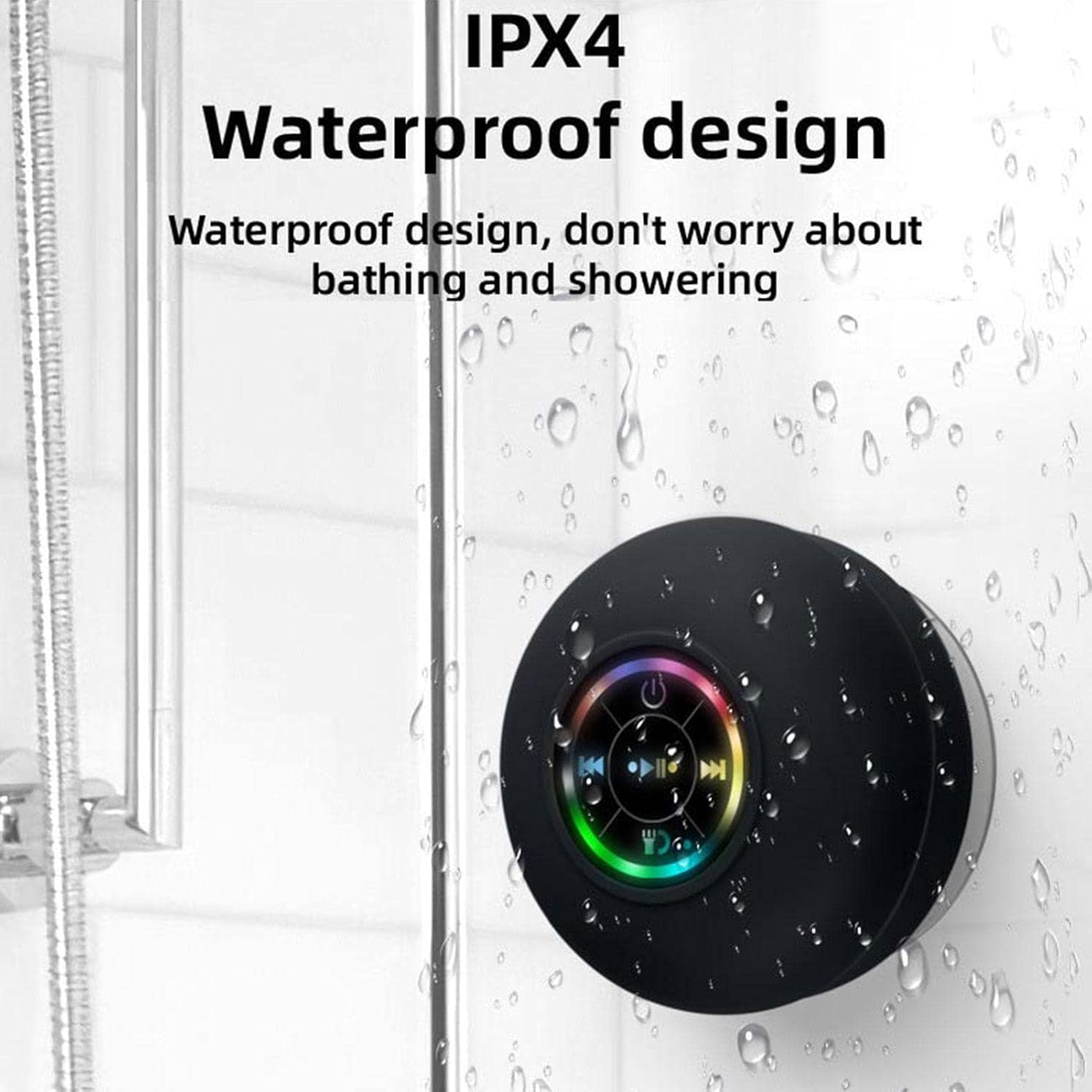 Generic Black Waterproof Speaker | Wireless 5.0, Portable, Rechargeable, Bluetooth, USB, for Bathroom, Tablet, Smartphone, Laptop image number 6