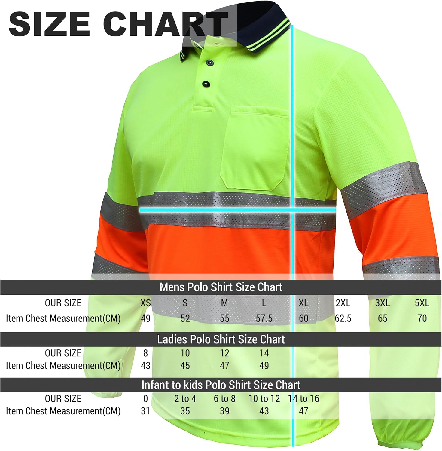 BIG BEE Hi Vis Work Polo Shirt Long Sleeve Reflective Tape Bio Motion image number 2
