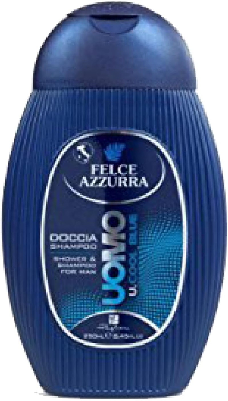Felce Azzurra Man Shower Gel Cool Blue 2 in 1 Energising Shower Gel and Shampoo with Refreshing Fragrance for a Good Start to the Day - Pack of 1 (1 X 250 Ml) - Cool Blue