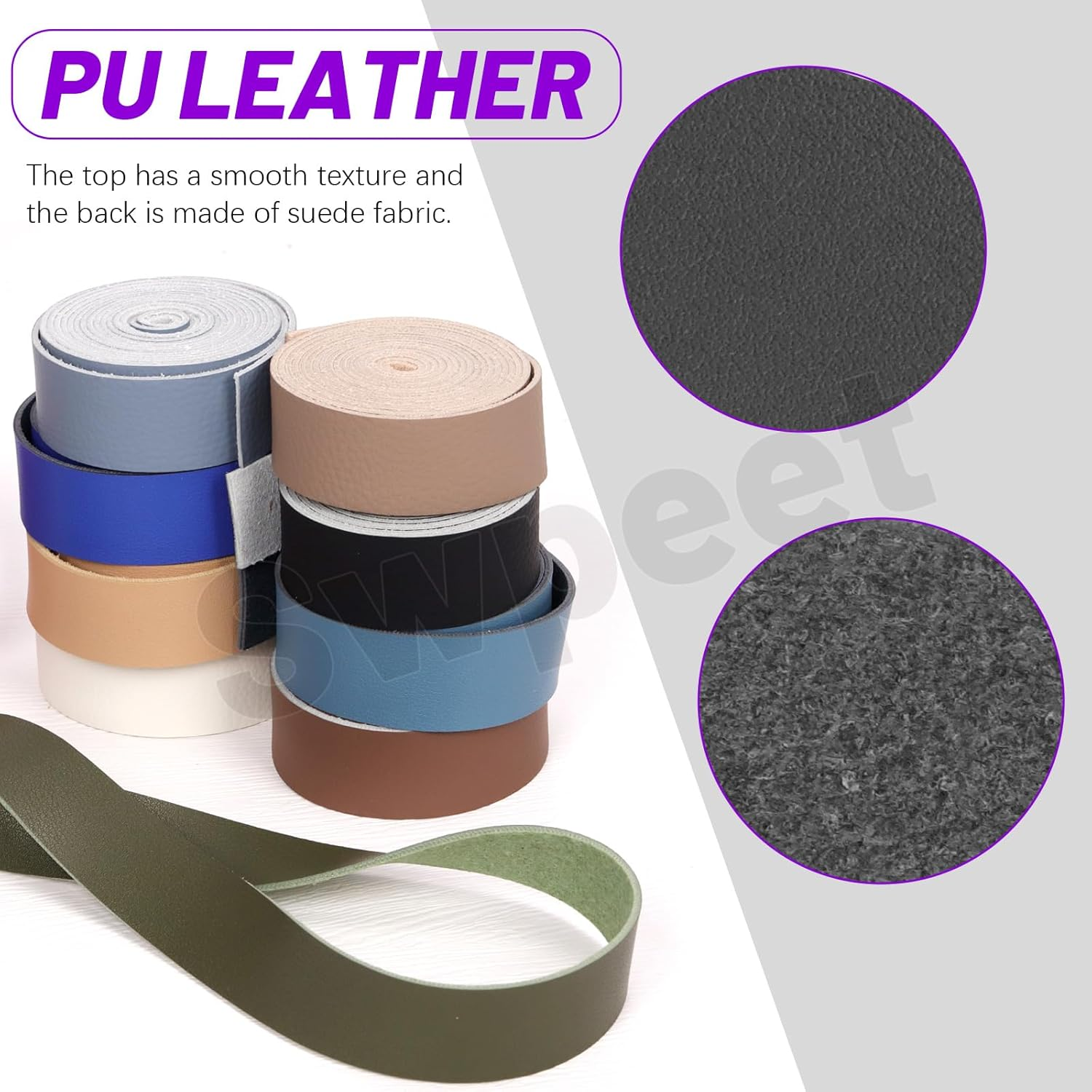 Swpeet Light Camel 1 Inch Wide 80 Inches Leather Strap, Single Sided Full Grain Leather Strips Cord String, Long Flat Belt Strips Ideal for DIY Craft Projects, Clothing, Jewelry, Wrapping