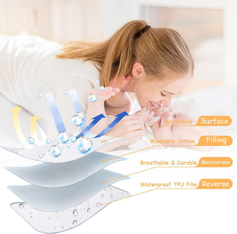 Pack of 2 Waterproof Crib Mattress Covers and Kids Mattress Protector for Crib, Soft Breathable Crib Mattress Cover for Boys and Girls by Yoofoss image number 5
