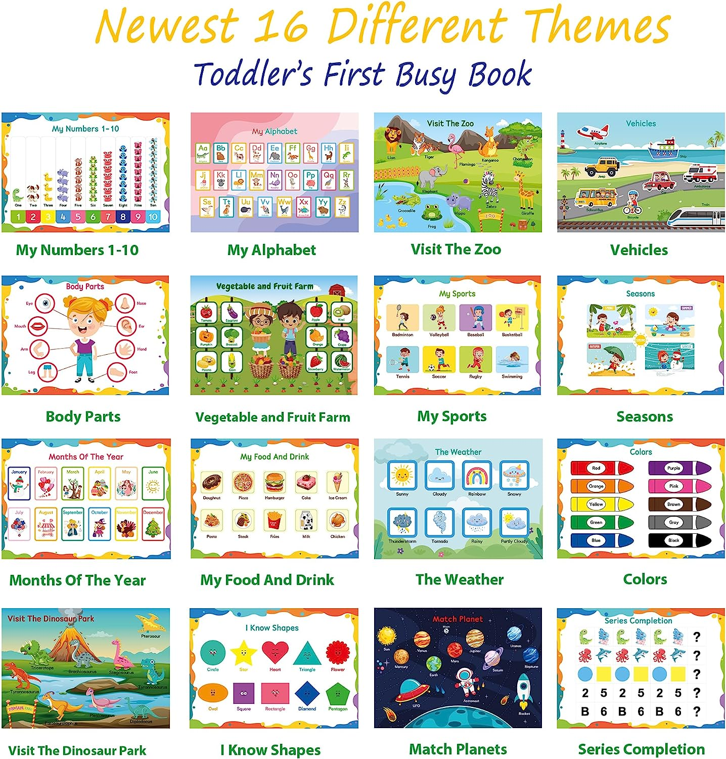 31 Themes Busy Book for Toddlers Ages 3 and up - Pre K Preschool Learning Activities Montessori Book - Autism Sensory - Kindergarten Educational Toys for 3 Year Old, Ages 3-4 4-8 5-7 image number 2