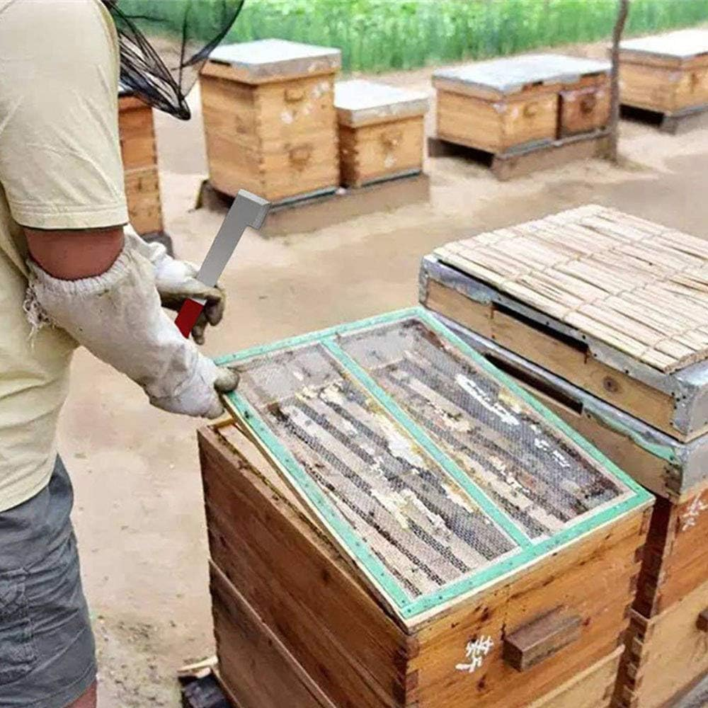 Stainless Steel Beehive Scraper Beekeeping Tool, 2Pcs Beehive Tool with J Hook, Frame Lifter and Scraper,Hive Tool J-Hook Bee Hive Tool,Stainless Steel Beehive Scraper Beekeeping Supplies image number 3