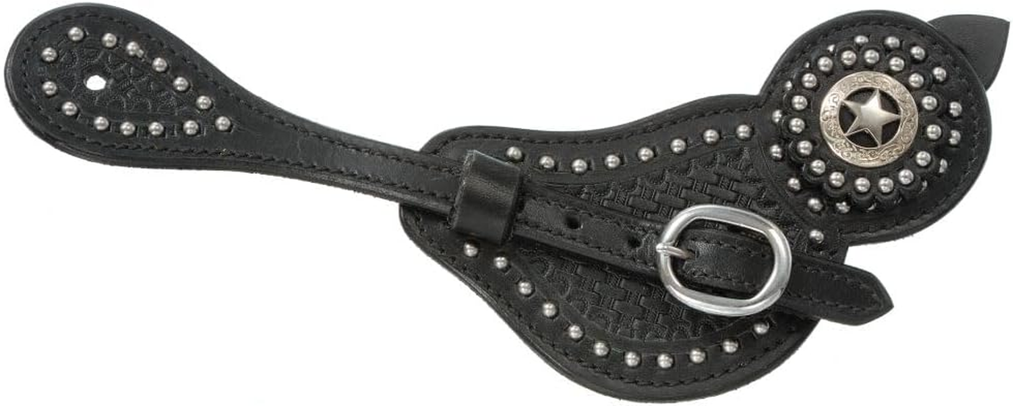 Tough 1 Royal King Lined Cowhide Spur Straps with Basket Tooling and Dots