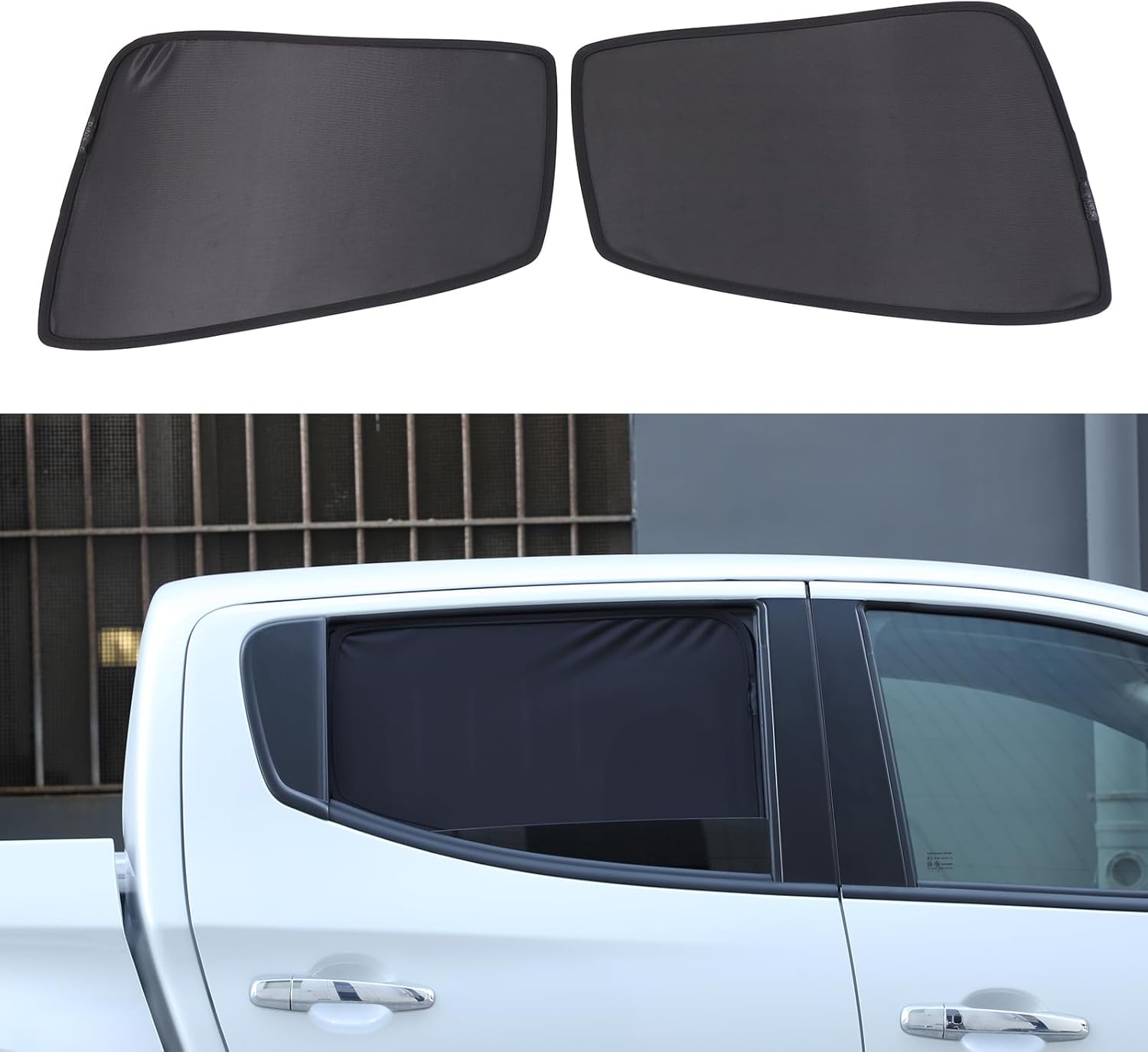 Window Sun Shade Compatible with Mitsubishi Triton / L200 2015-2023 Accessories | Windscreen Blind Mesh | Polyester (Rear Side Windows 2Pcs) image number 4