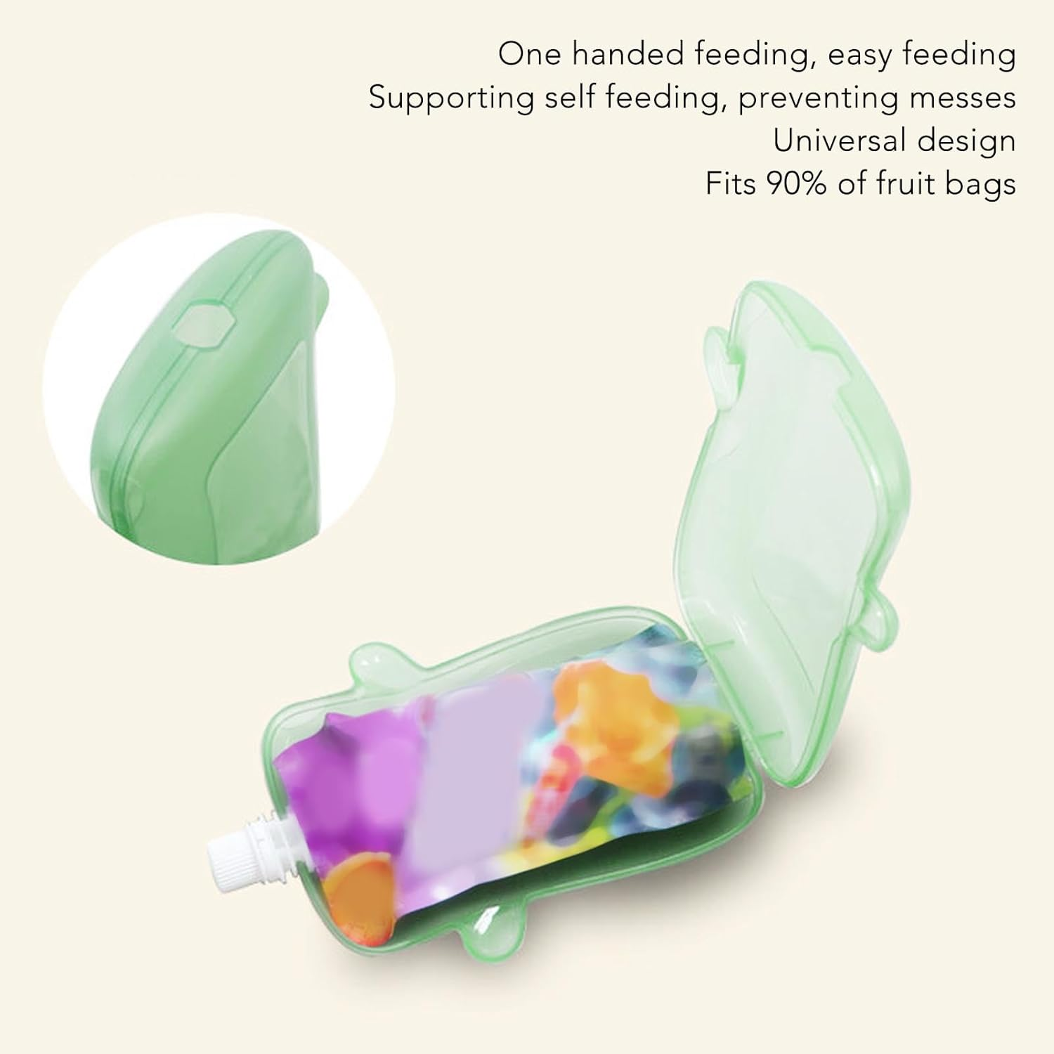 Squeeze Proof Flipping Holder for Food Pouches & Juice Boxes, Universal Multipurpose Prevent Messes Support Self Feeding Baby Juice Box Holder for Toddlers (Green)
