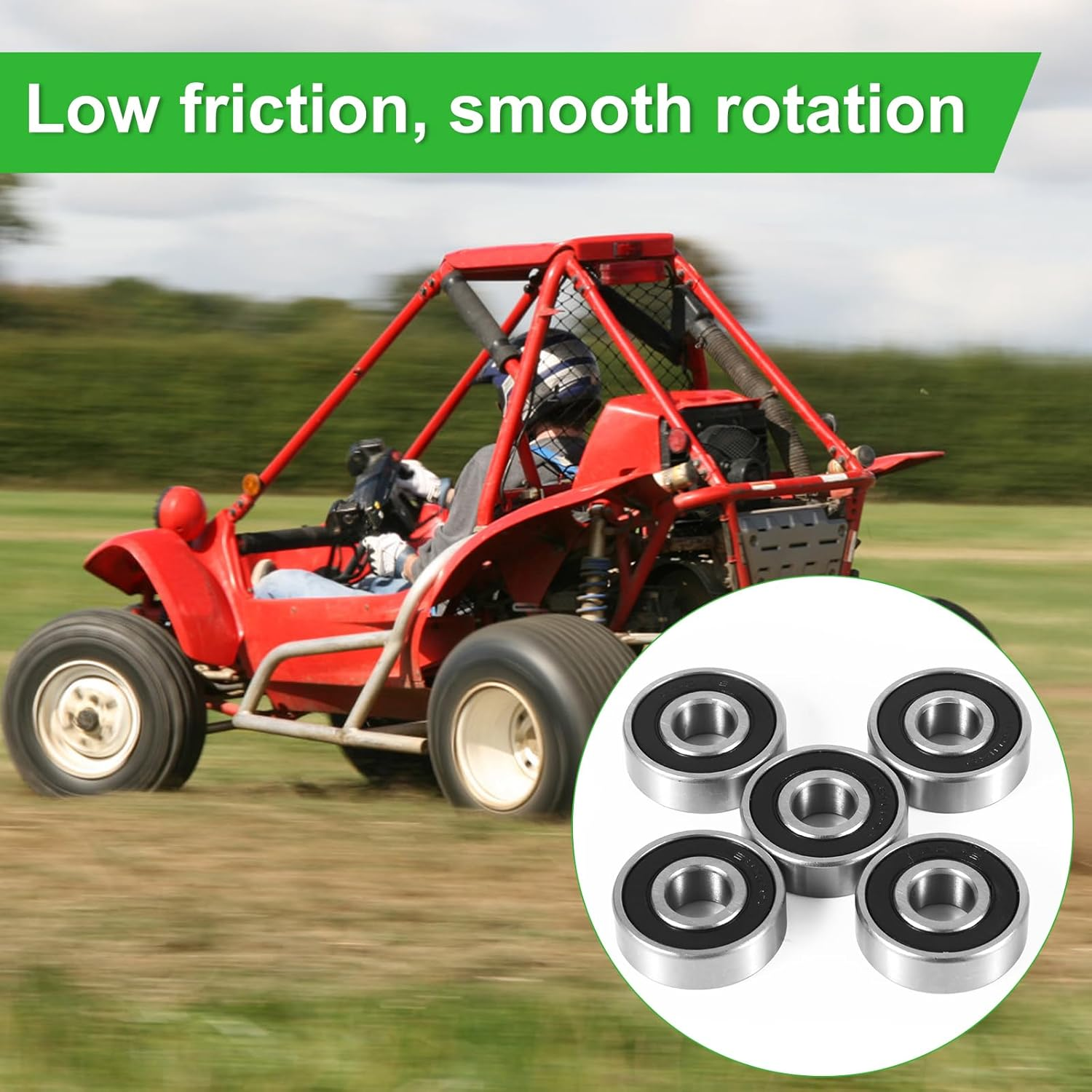 5Pcs 6201RS Front and Rear Wheel Bearing Kits for Coleman CT100U CC100X, Wheel Bearings Replacement for Baja Motorsports 97Cc Doodle Bug Motovox MBX10 Classic 80Cc Mini Bike Go Kart Parts