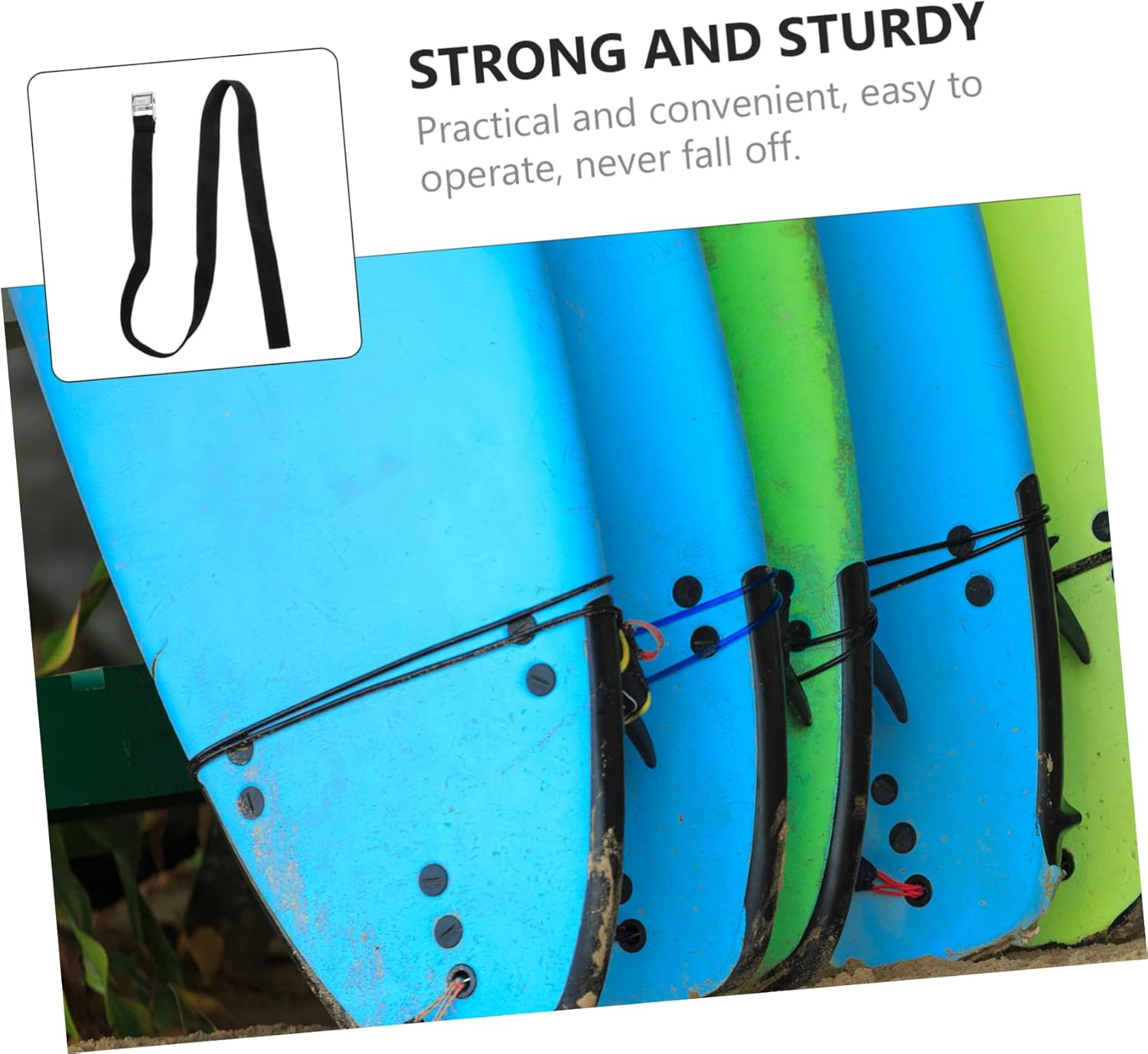 DECOMELODY 2Pcs Luggage Bundling Belt and Surfboard Straps with Metal Ratchet Tightener, Sturdy Travel Tie down Straps for Fitness Equipment and Roof Rack, Outdoor Packing and Securing Gear image number 2