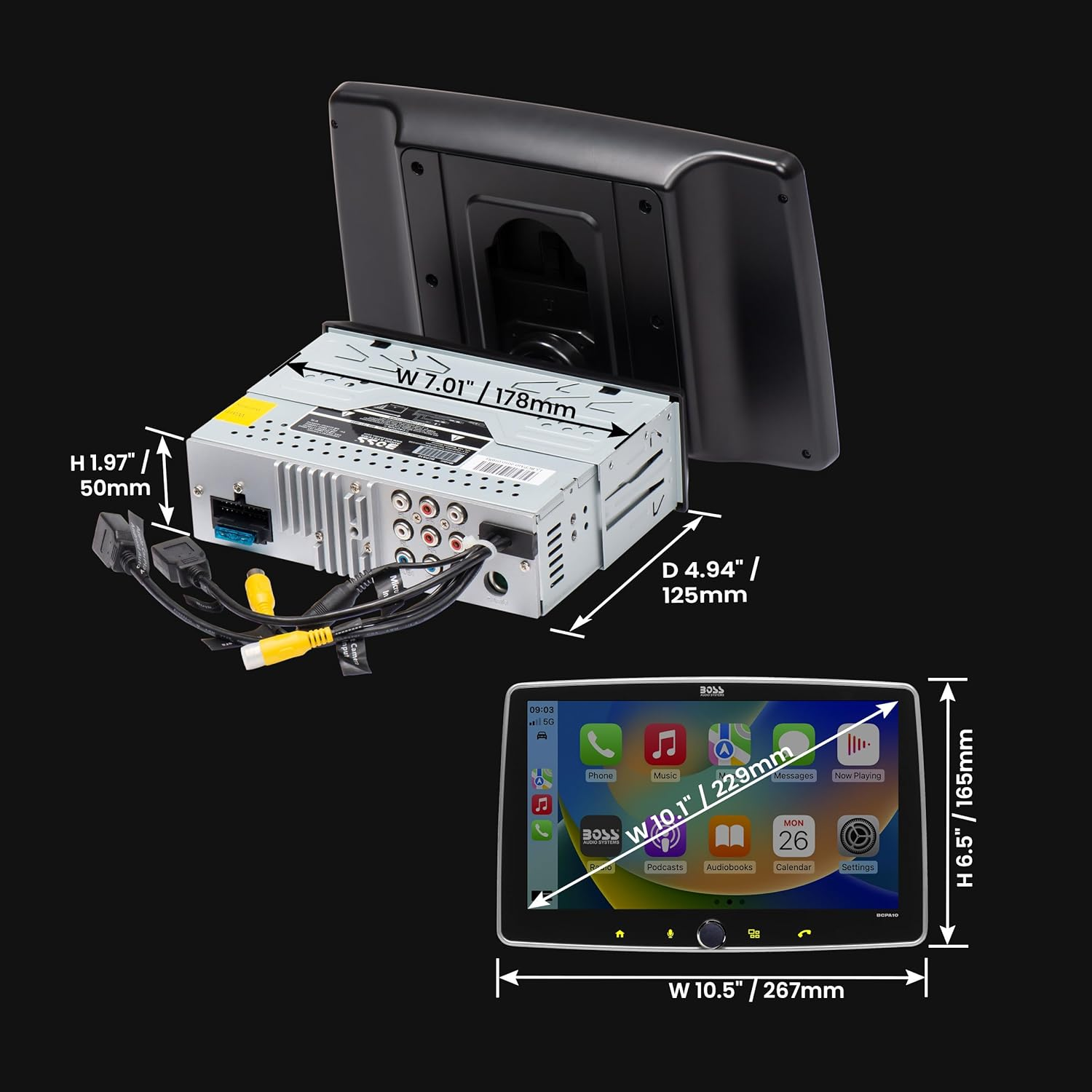BOSS Audio Systems BCPA10RC Car Stereo - Apple Carplay, Android Auto, 10.1 Inch Single Din, Touchscreen, Bluetooth Audio and Calling, No CD DVD Player, Backup Camera, Radio Receiver image number 5