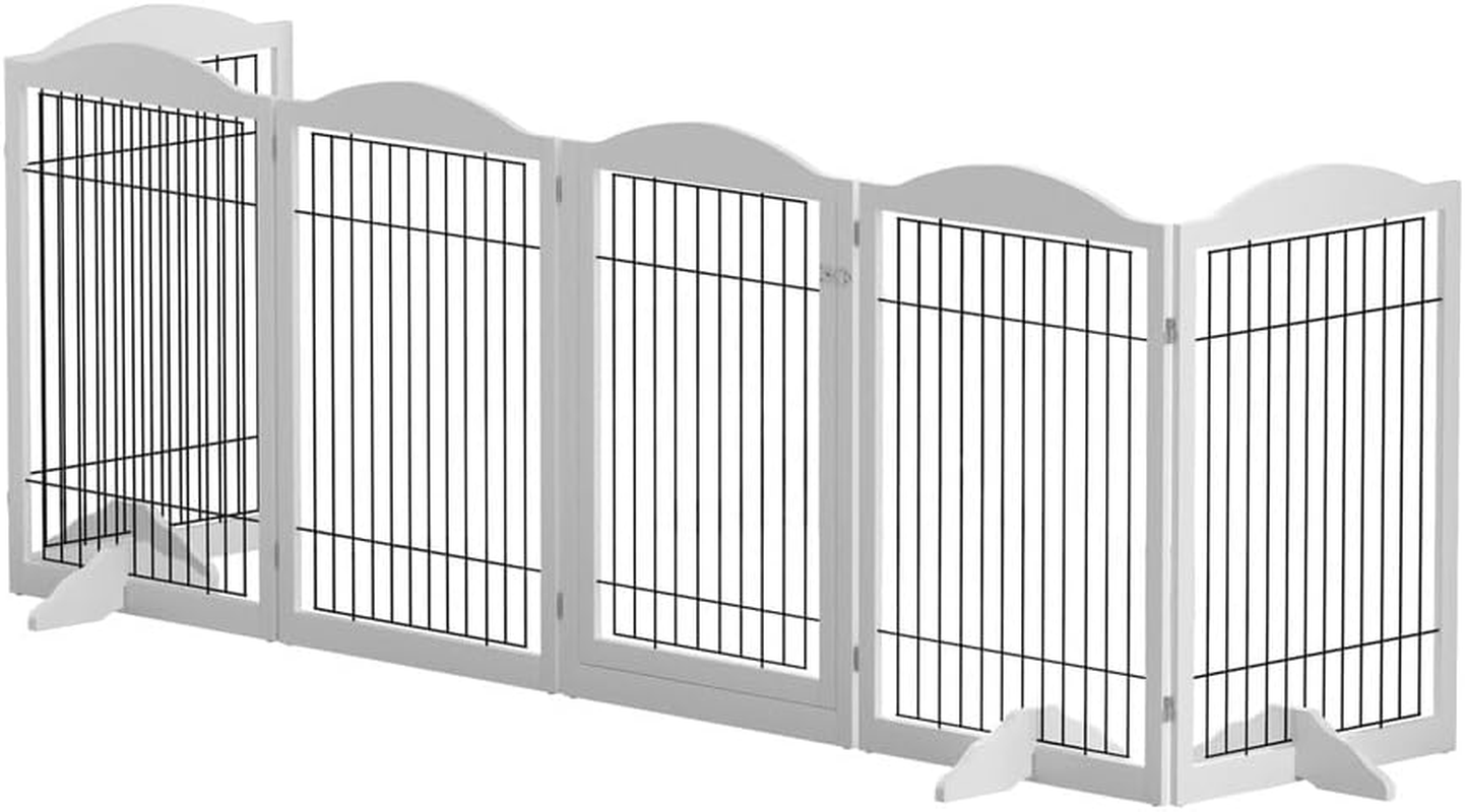 I.Pet Dog Playpen Enclosure 6 Panel Puppy Pet Fence Wooden Play Pen Gate Indoor image number 4