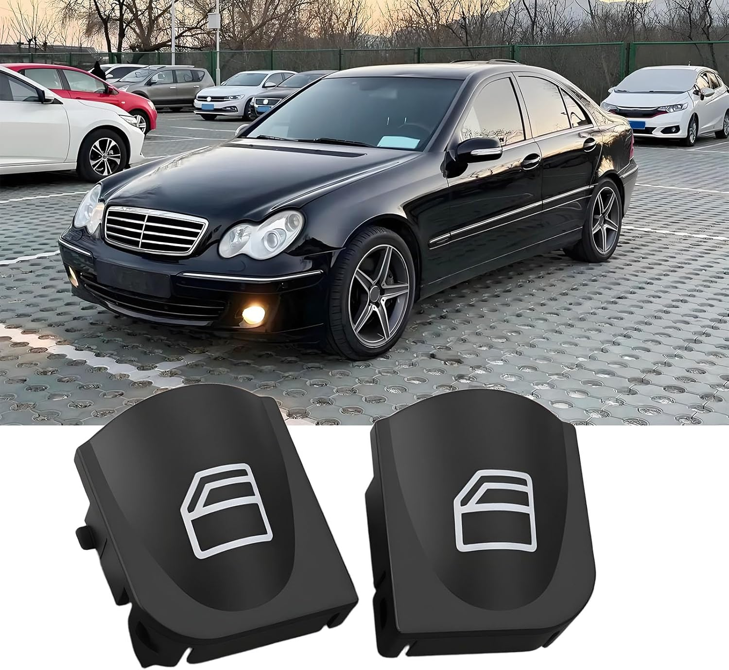 Briny River 4Pcs Window Switch Button Cover Cap L and R A2038210679 A2038200110 Compatible with Mercedes Benz W203 W209 image number 5