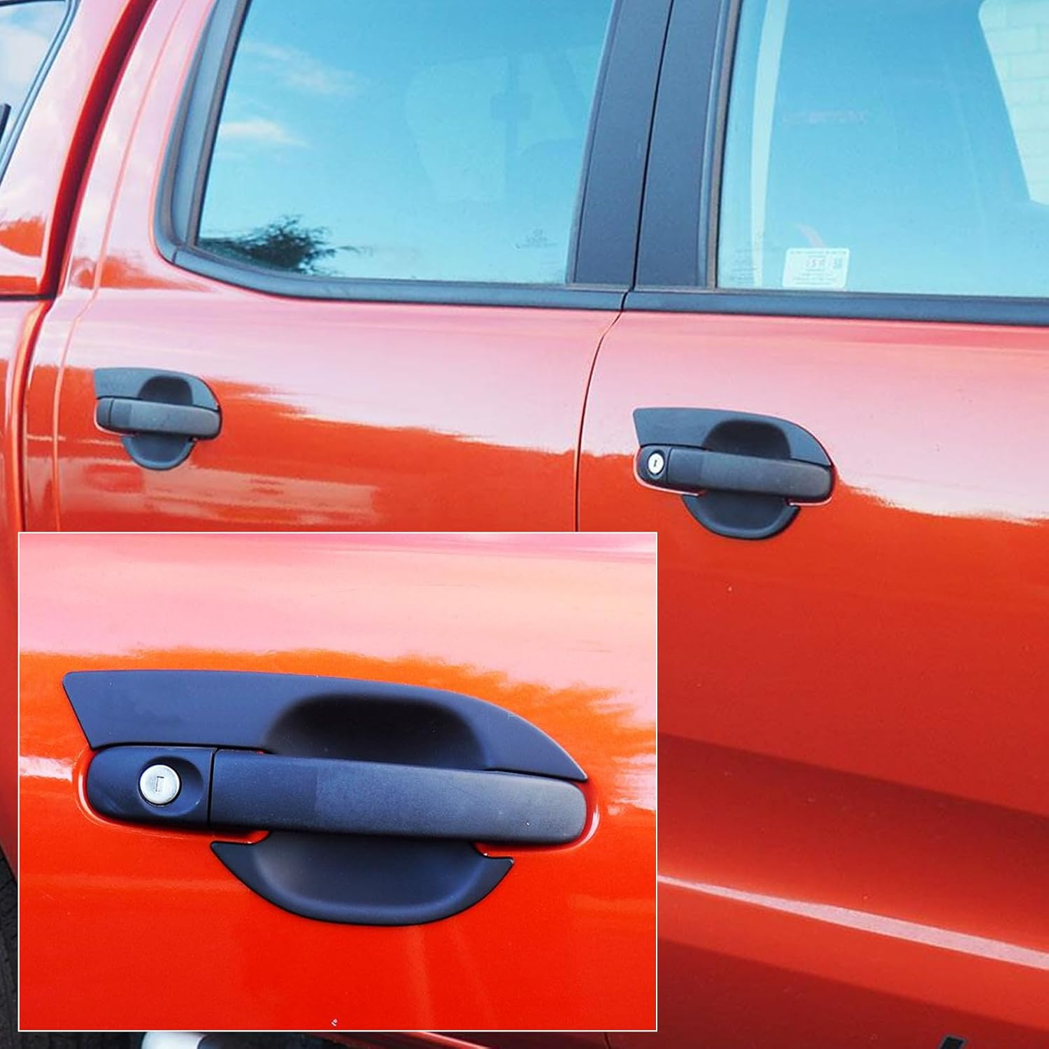 Door Handle Insert Bowl Cover for Ford Everest 2015-2022 UA UAII, Car Accessories Exterior Door Handle Scratch Cup Protector Cover Guard Trim, 4PCS Matte Black