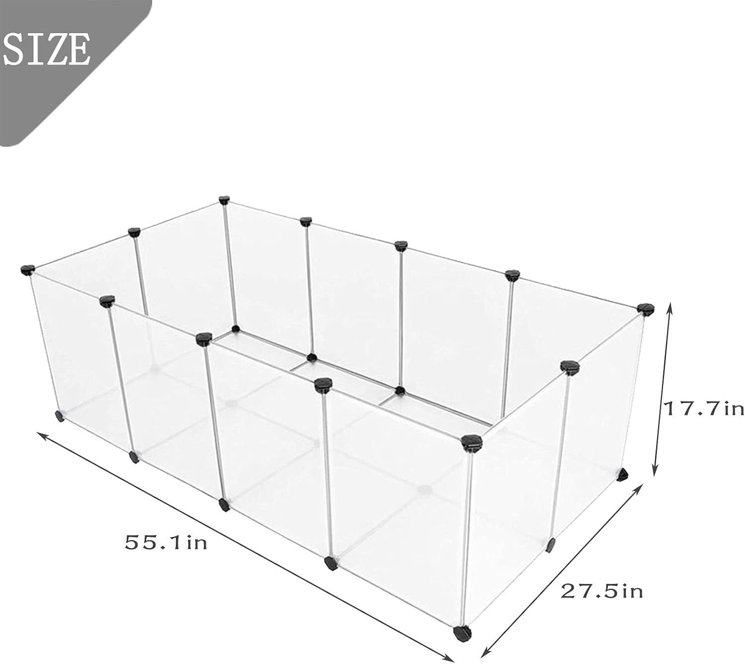 Kathson Plastic Pet Playpen,Portable Bunny Fence,Small Animals DIY Metal Enclosure Pen Cage Yard Outdoor & Indoor for Small Rabbit Cat Guinea Pig Hedgehogs Rat(12 Panels/13.8 X 17.7 Inches) image number 4