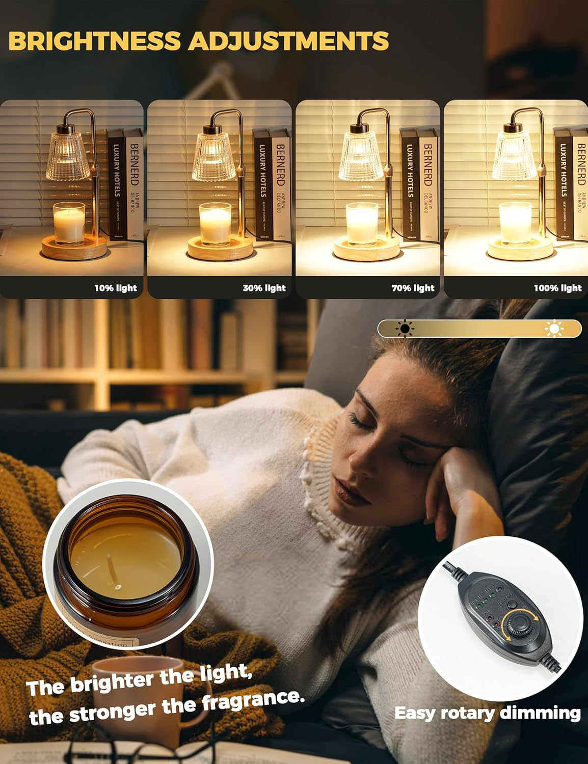 GODONLIF Candle Warmer Lamp with Timer Dimmable, Birthday Gifts for Women Mom, House Warming Gifts New Home Decor, Wax Melt Warmer for Jar Candles with 2 Bulbs image number 1