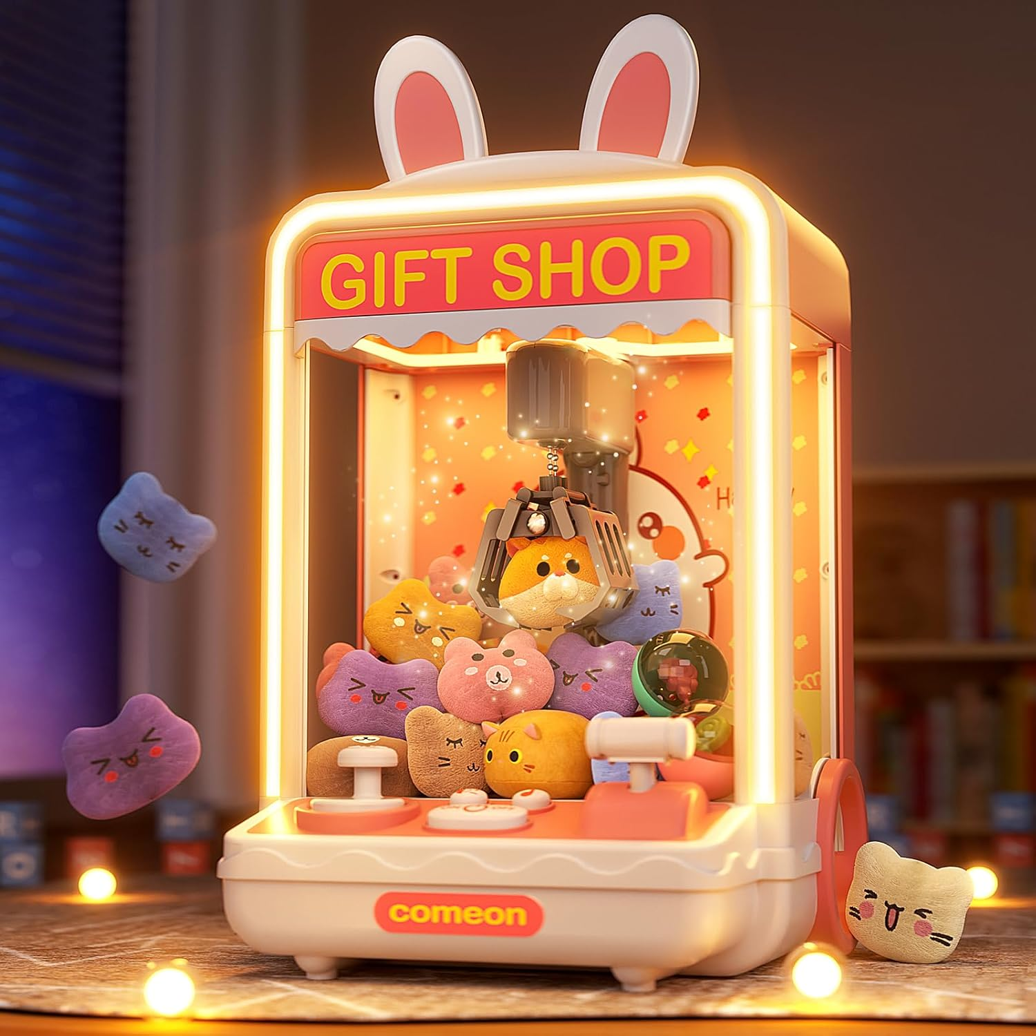 Kids Claw Machine, Mini Candy Vending Grabber, Prize Dispenser Toys for Girls and Boys, Electronic Claw Game Machine for Party Birthdays with Lights Sound, Includes 20 Plush and 10 Mini Toys image number 3