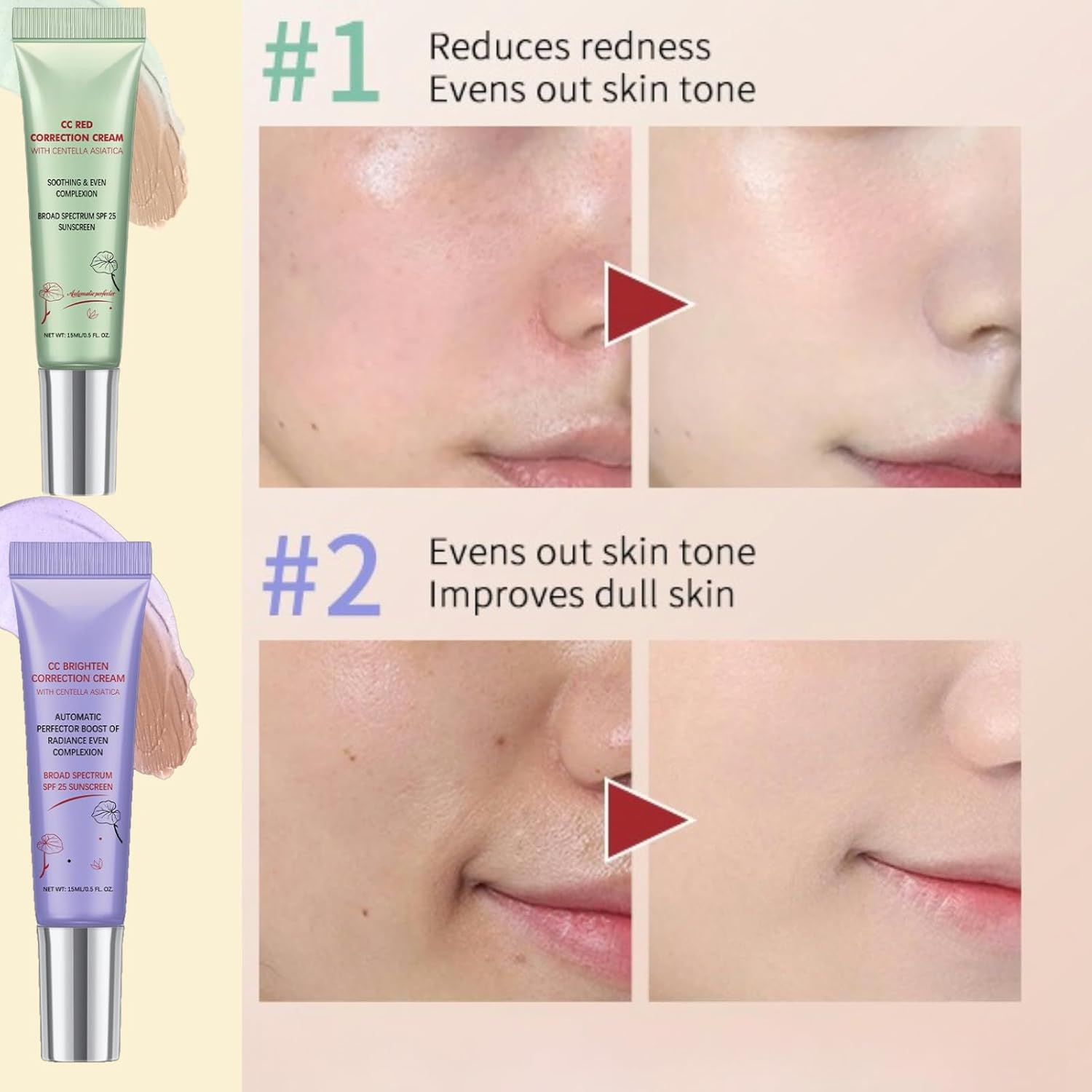 CC Cream with SPF 25, Lightweight Hydrating Foundation, Evens Skin Tone & Refines Texture, 15Ml/0.5Fl.Oz, Moisturizing Concealer & Pre-Makeup Primer for All Skin Types