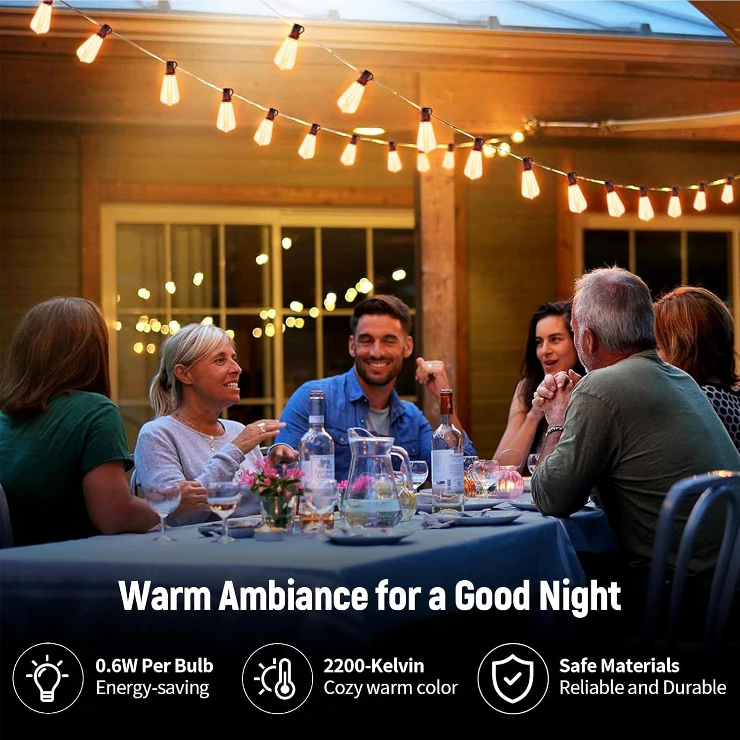 Roccar Festoon Lights Outdoor, 30M String Lights with 50+2 LED Bulbs, Waterproof and Shatterproof Plug-In Outdoor Lights, outside Fairylights for Backyard,Porch,Patio image number 6