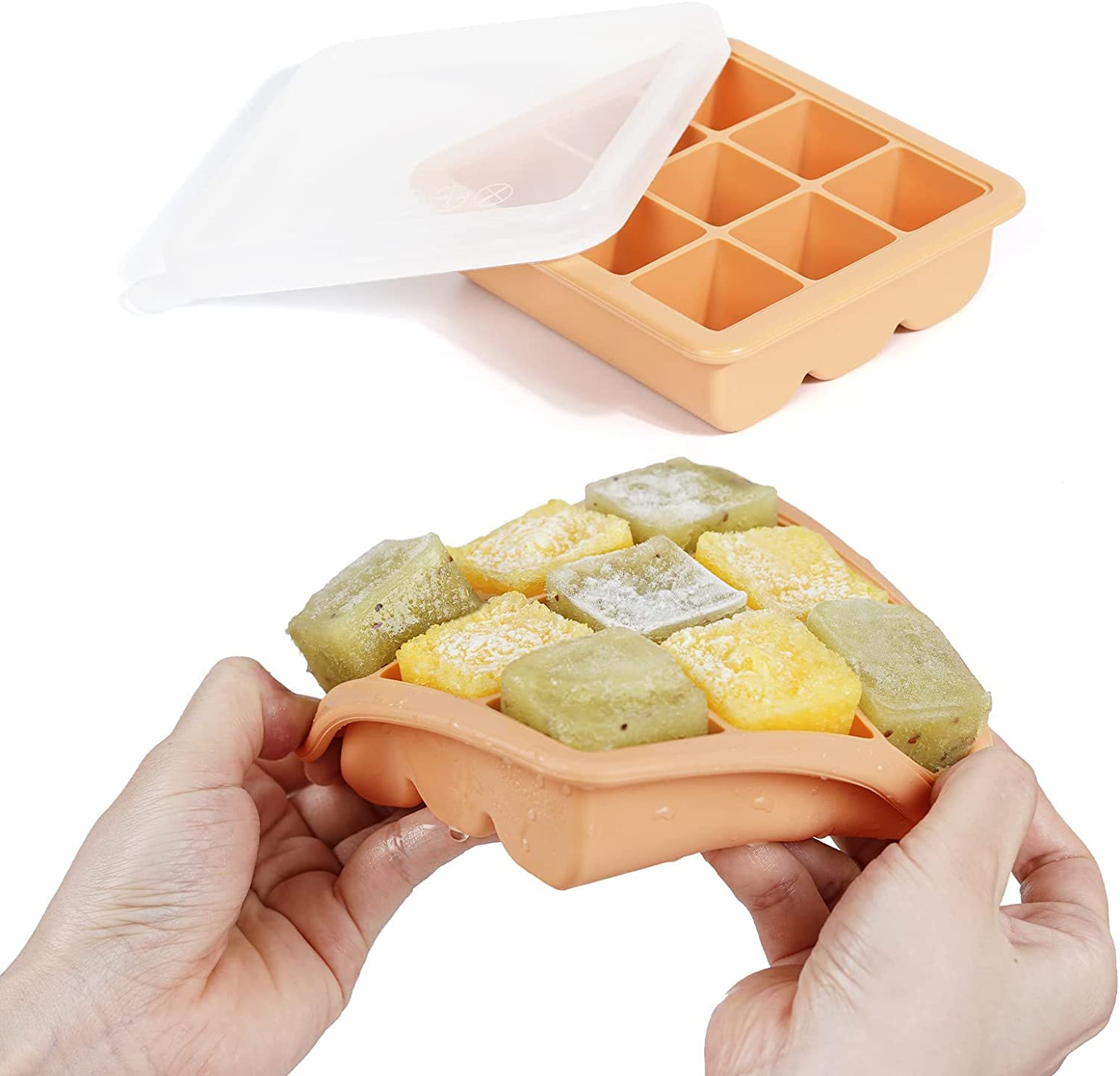 Haakaa Baby Food and Breast Milk Freezer Tray with Lid, 9 X 1.2Oz - Banana