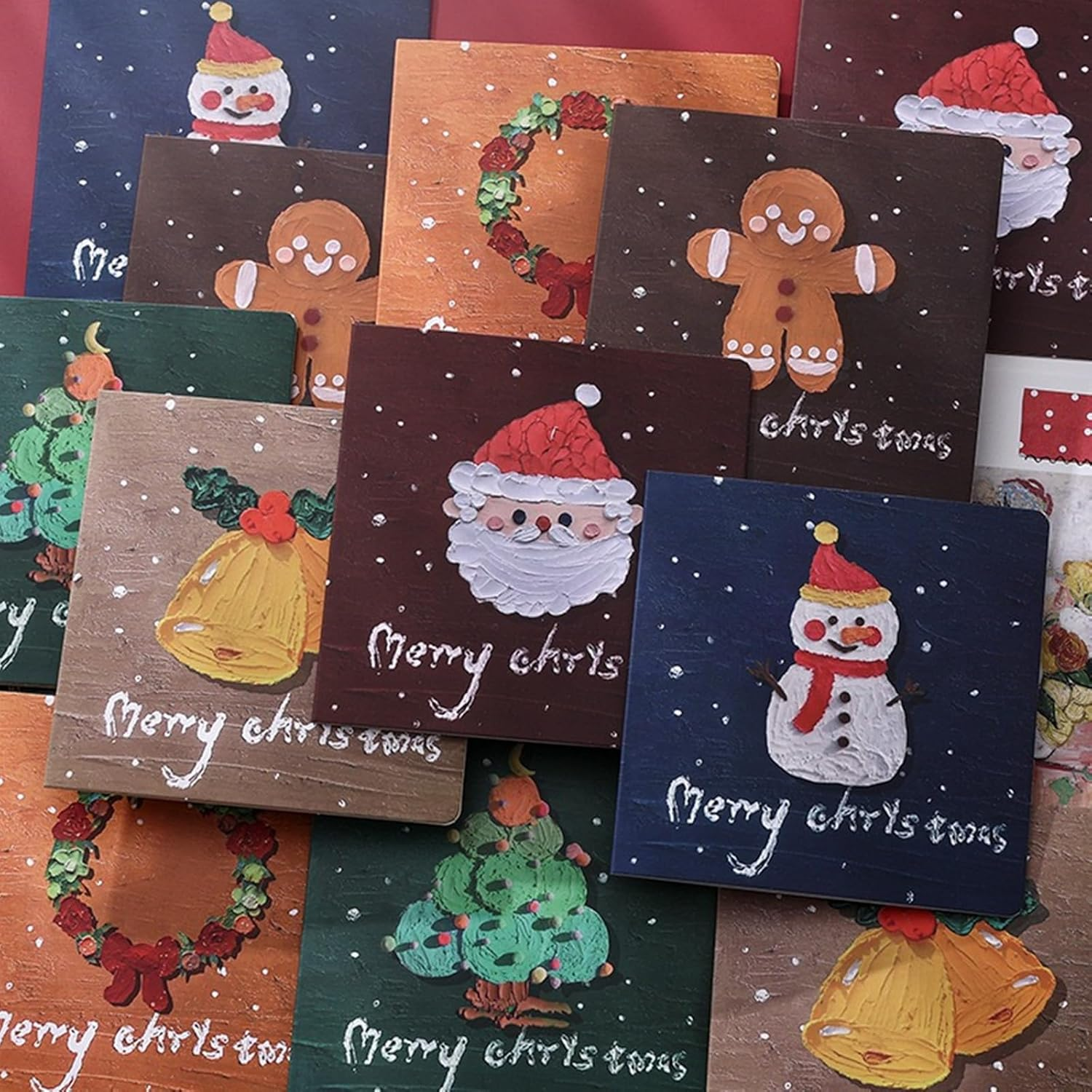 6 Pack Christmas Cards, Small Greeting Cards Bulk with Envelopes in 6 Styles, Silver Pressed Craft, Sealing Stickers Perfect for Christmas Dream