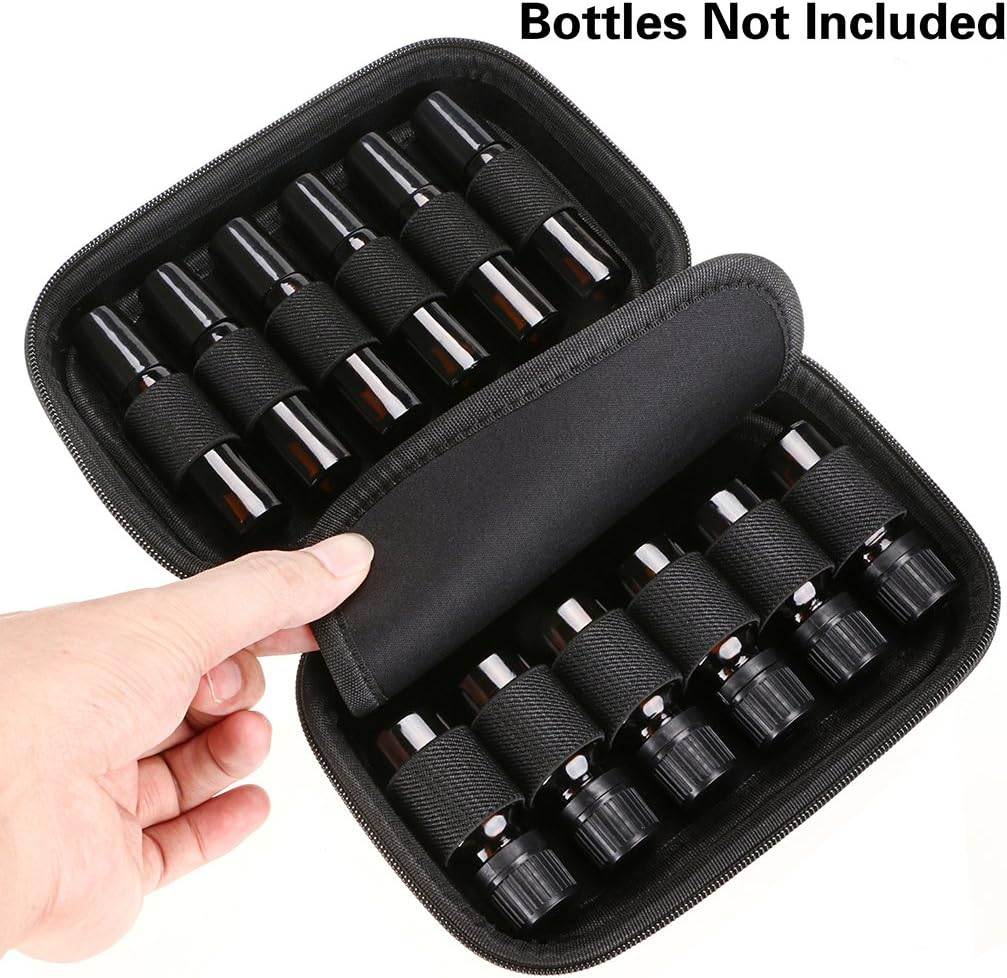 Hipiwe Hard Shell Essential Oil Carrying Case Holds 12 Bottles (Can Hold 5Ml, 10Ml, &10Ml Rollers) Travel Size Essential Oils Bag Organizer, Blue image number 2