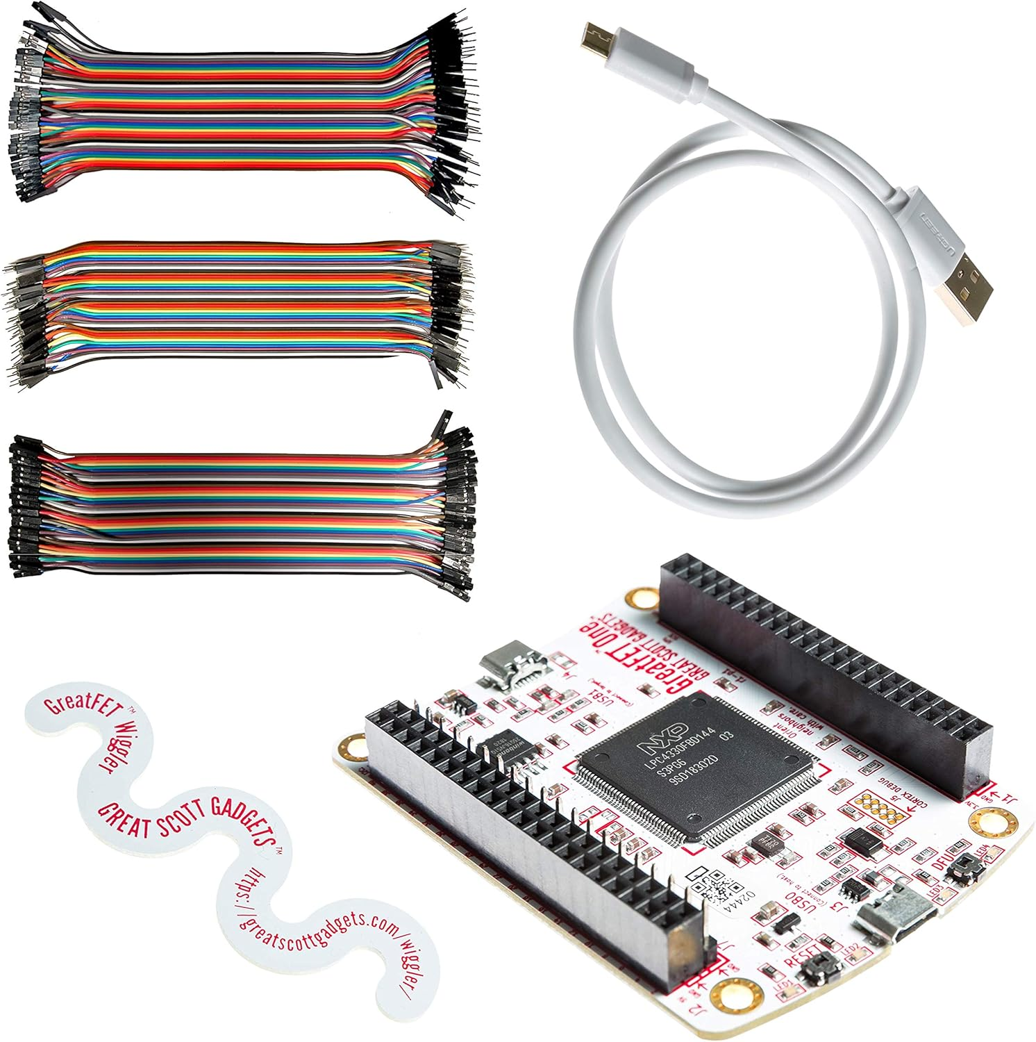 Great Scott Gadgets Greatfet One Bundle - Hi-Speed USB Peripheral, Logic Analyzer, Debugger and Development Board. Open Hardware. Includes Greatfet One, Wiggler, Cable & 120 Prototyping Wires image number 4
