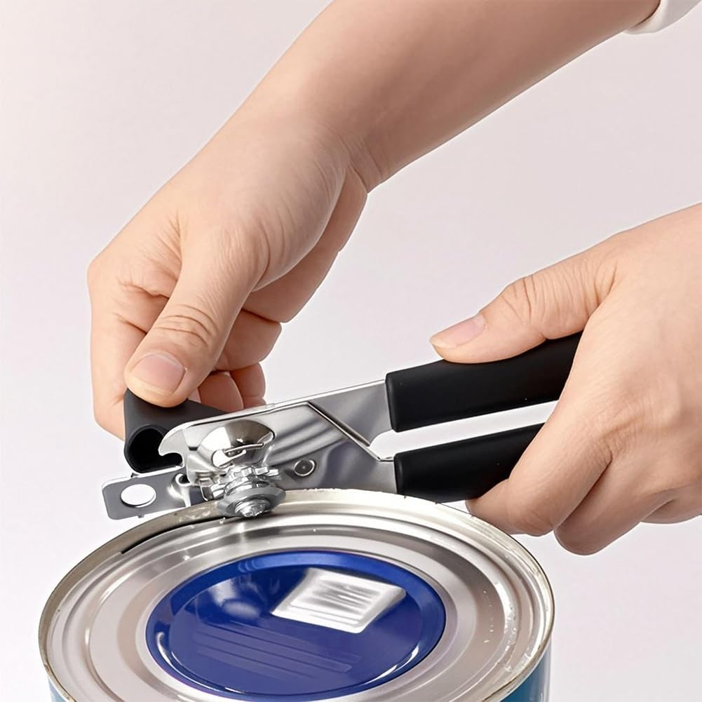 Can Opener Manual Heavy Duty Multifunctional with Magnet Lift, Soft Touch Handle, Rust Proof Oversized Handheld Easy Turn Knob, Large Lid Openers, Black image number 5