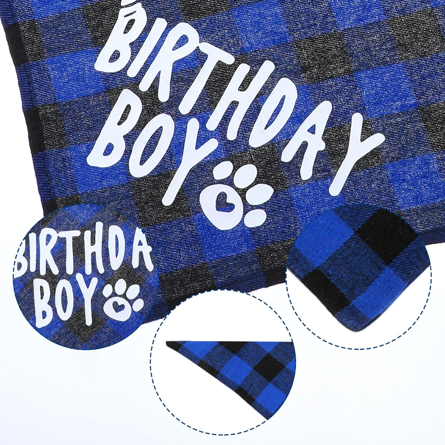 Oruola Birthday Dog Bandana,Birthday Boy Dog Bandana,Dog Birthday Decorations,Long 71Cm/27.95In Triangle Bibs for Multi Sizes Dog,Birthday Boy Bandana for Small Medium Large Dogs Pets Blue Black image number 5