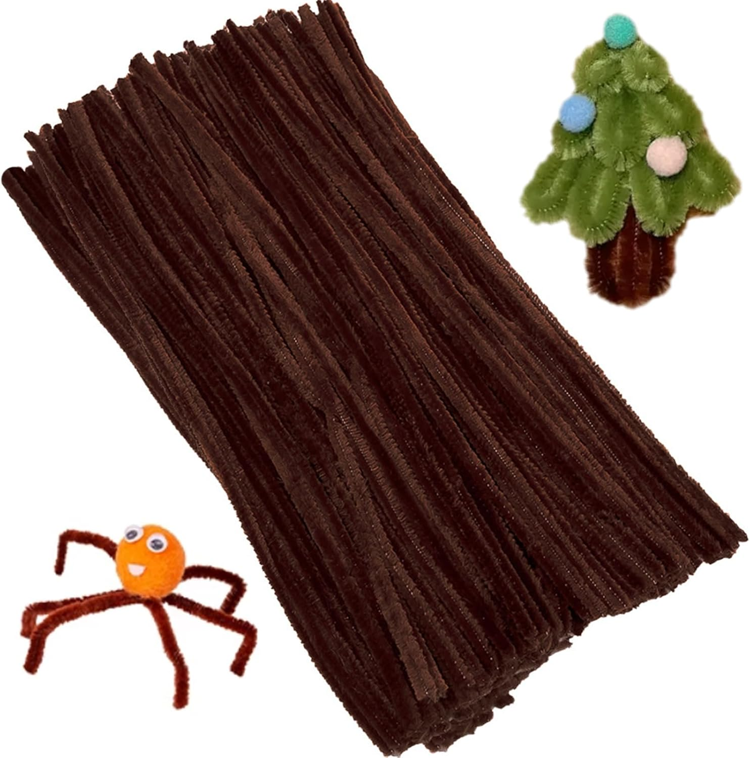 Pack of 100 Pipe Cleaners Chenille Wire 30 Cm Bending Plush Art Pipe Cleaners Colourful Craft Set Bendable DIY Twist Stick Bending Plush Colourful for Crafts and Decorating (White)