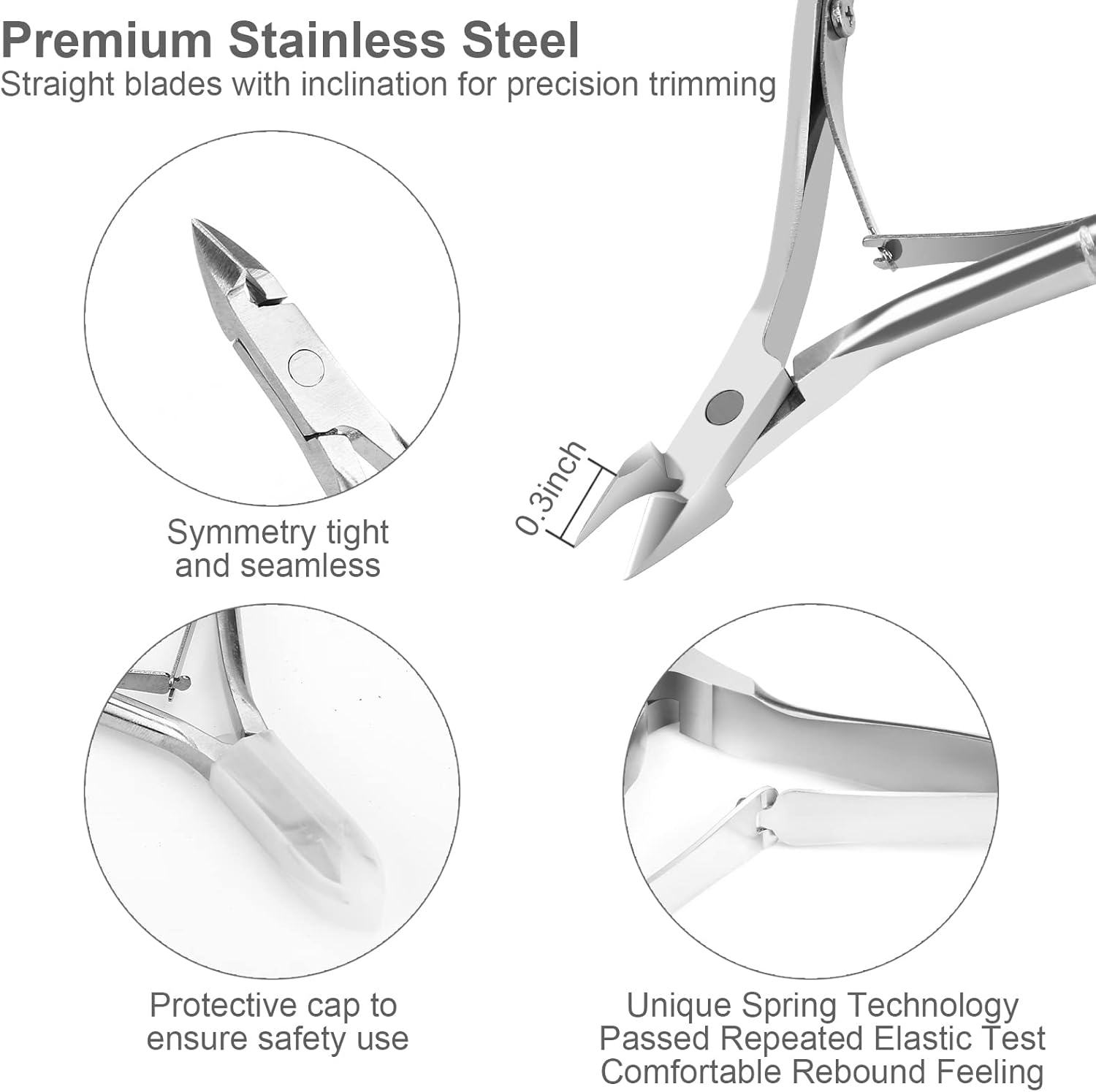 YLYL Metal Nail Cuticle Trimmer with Cuticle Pusher and Cutter, 2 Pcs Professional Cuticle Remover Tool Kit, Cuticle Cutter Set, Cuticle Nippers, Cuticle Clippers for Women, Manicure Pedicure Tool image number 4