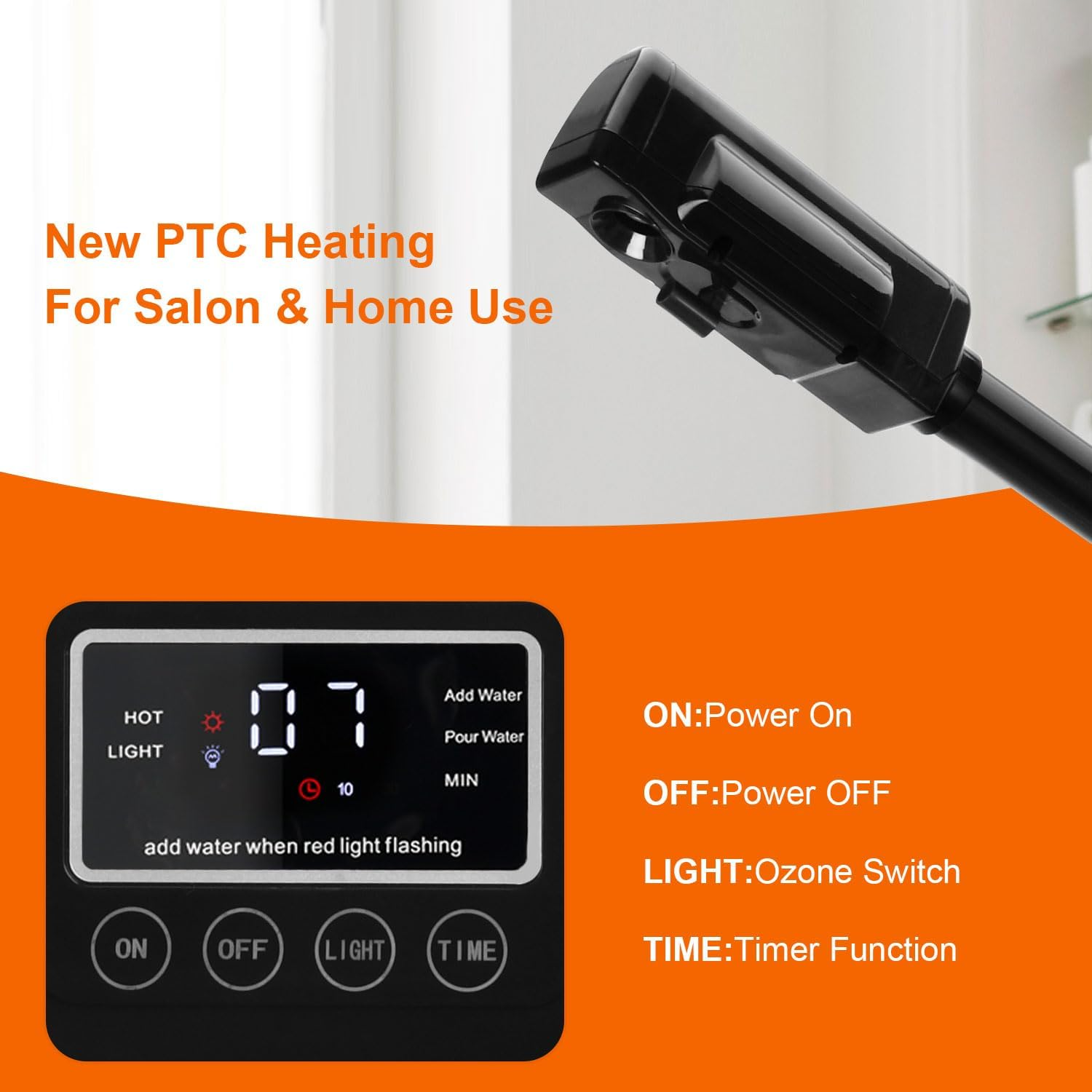 Professional Facial Steamer, Black Facial Steamer Upgrade PTC Heating, Esthetician Steamer Hot Mist Face Steamer for Salon Spa Beauty