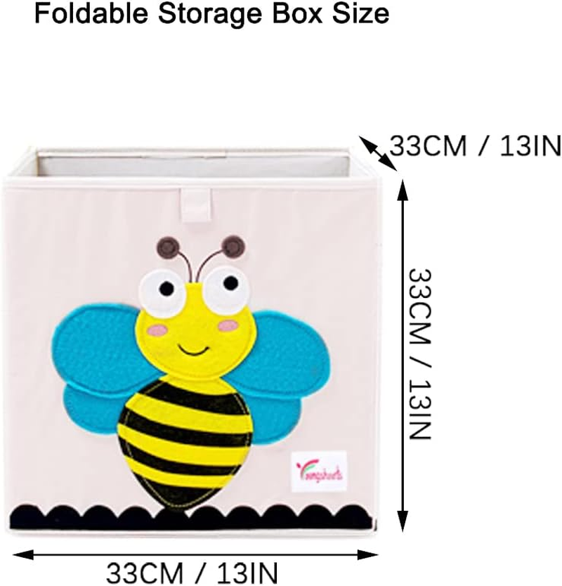 2 Pcs Foldable Animal Toy Storage Box/Bin/Cube, Collapsible Storage Organizer Basket Chest Container for Kids, Toddlers, Boys and Girls(13 X 13 X 13 Inch） (Dog & Parrot) image number 4